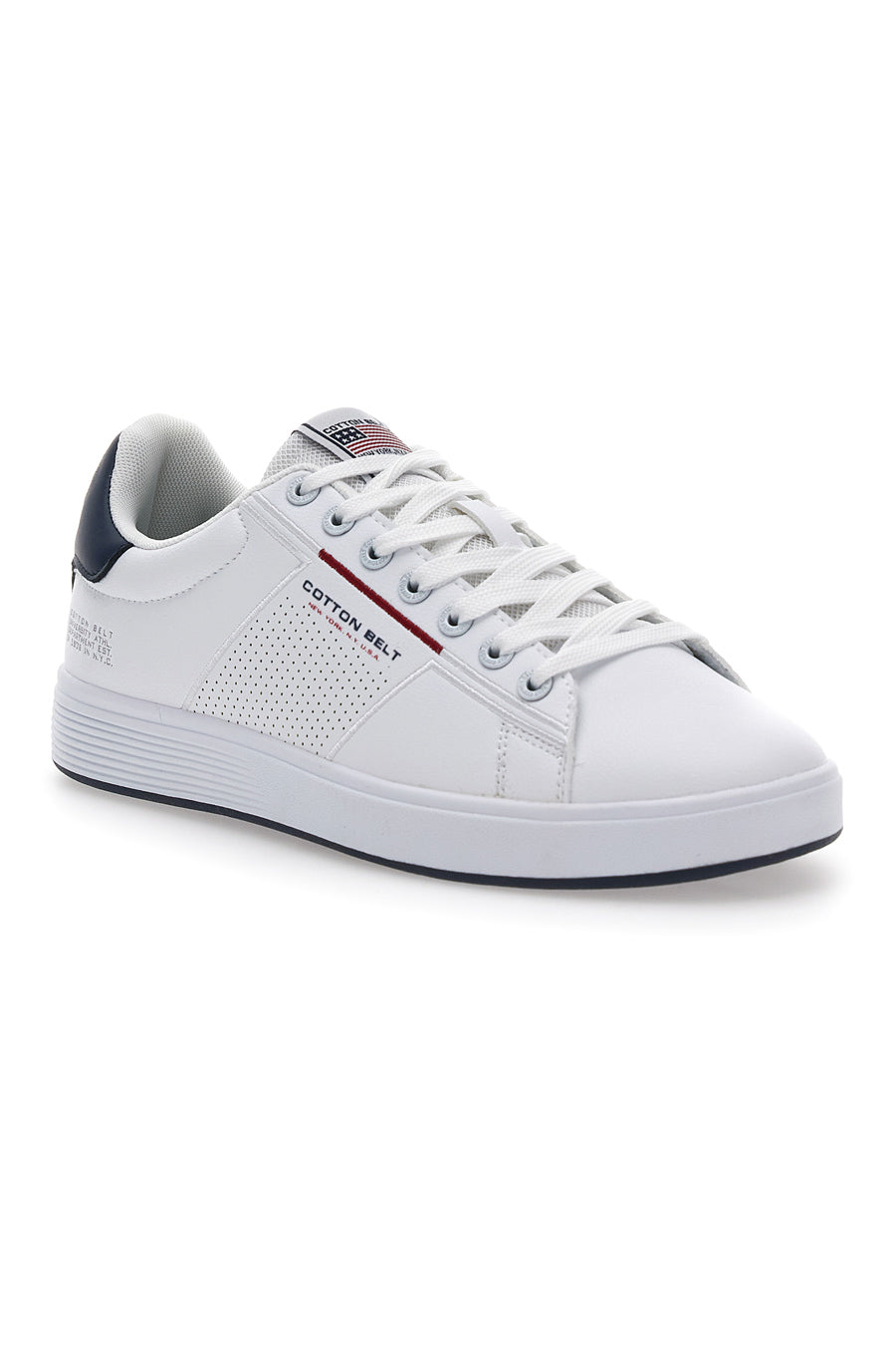 Sneakers Basse Bianche e Blu Cotton Belt Player Lth