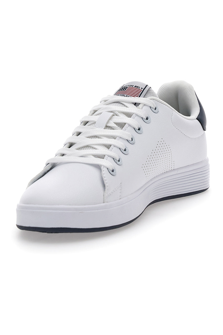 Sneakers Basse Bianche e Blu Cotton Belt Player Lth