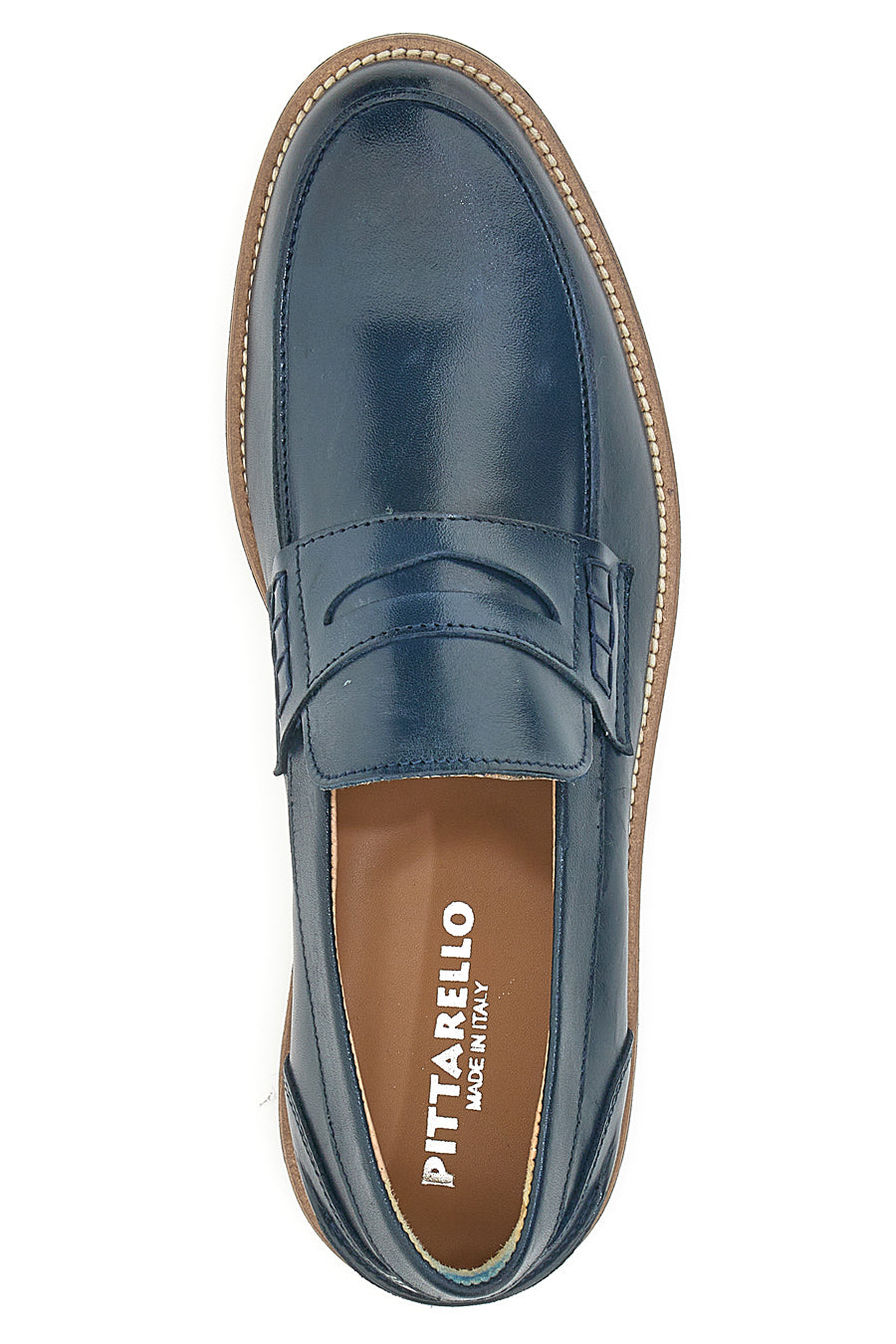 Mocassino Blu Made In Italy In Vera Pelle Pittarello 8027