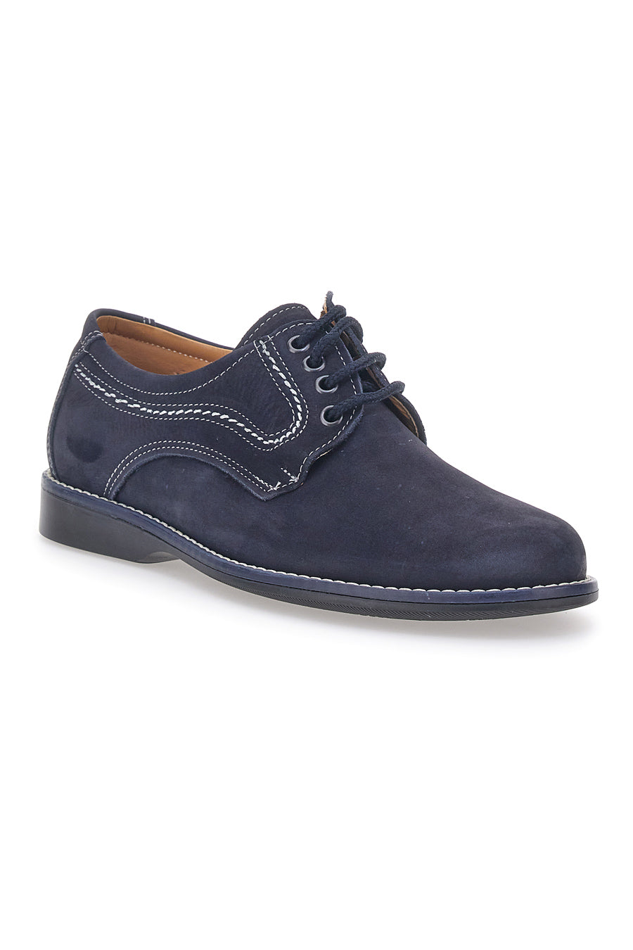 Scarpe Stringate Vera Pelle Blu Longford 1