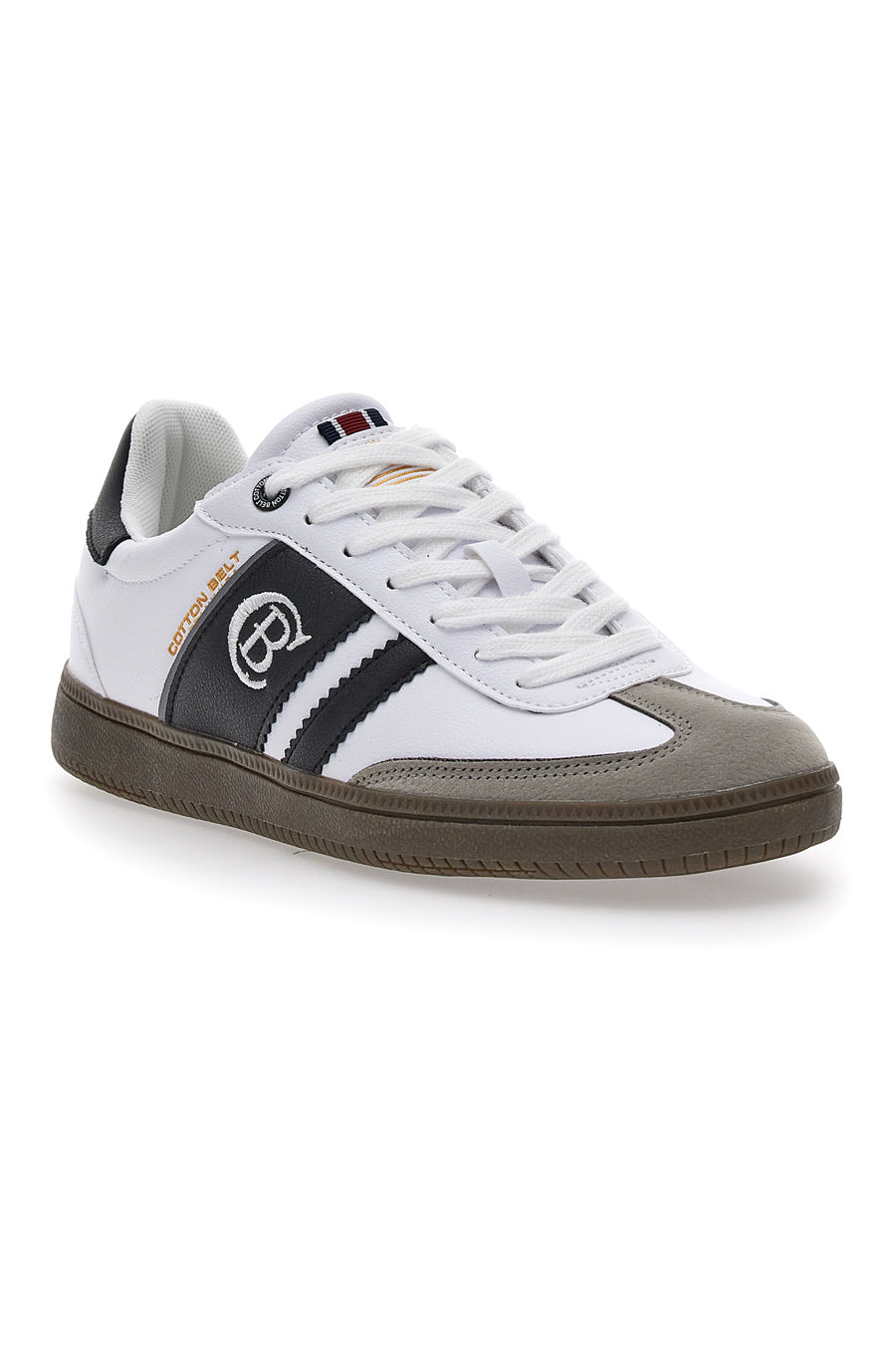 Sneakers bianche con bande laterali nere COTTON BELT RFM426H10