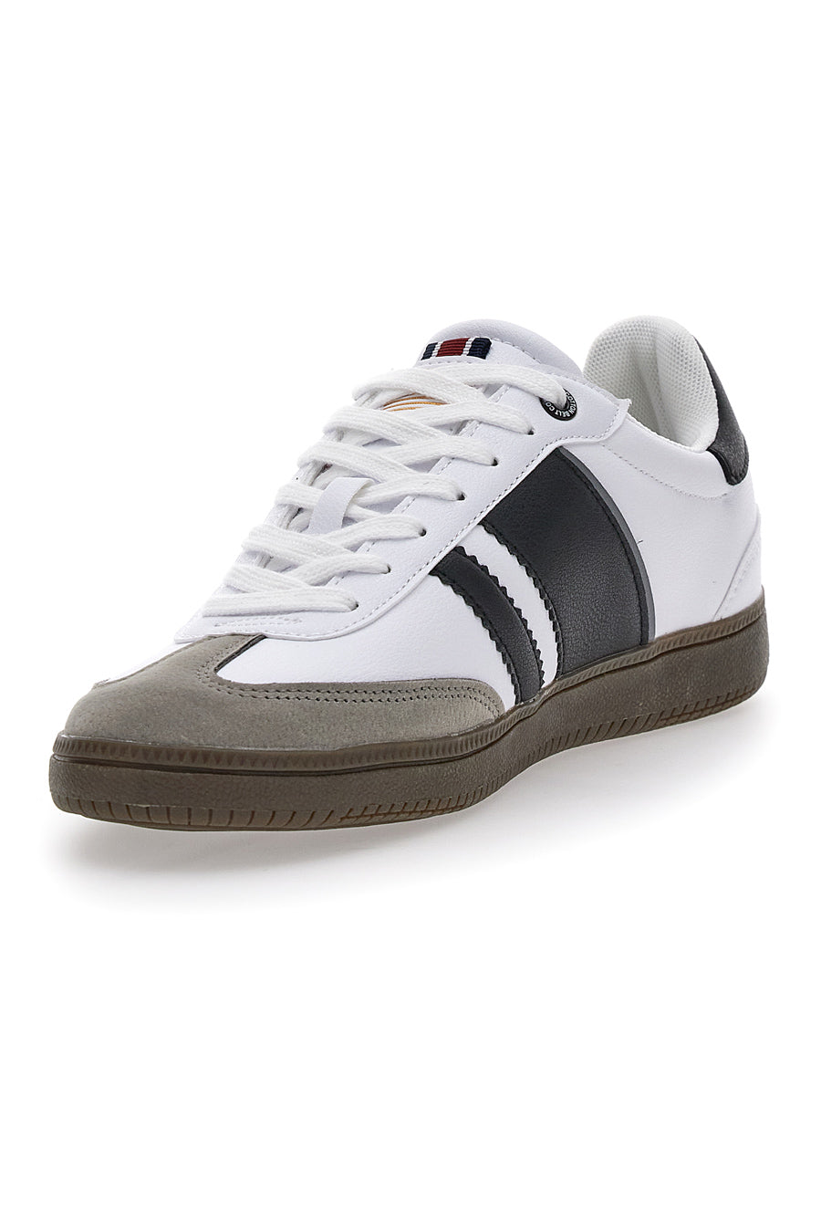 Sneakers bianche con bande laterali nere COTTON BELT RFM426H10