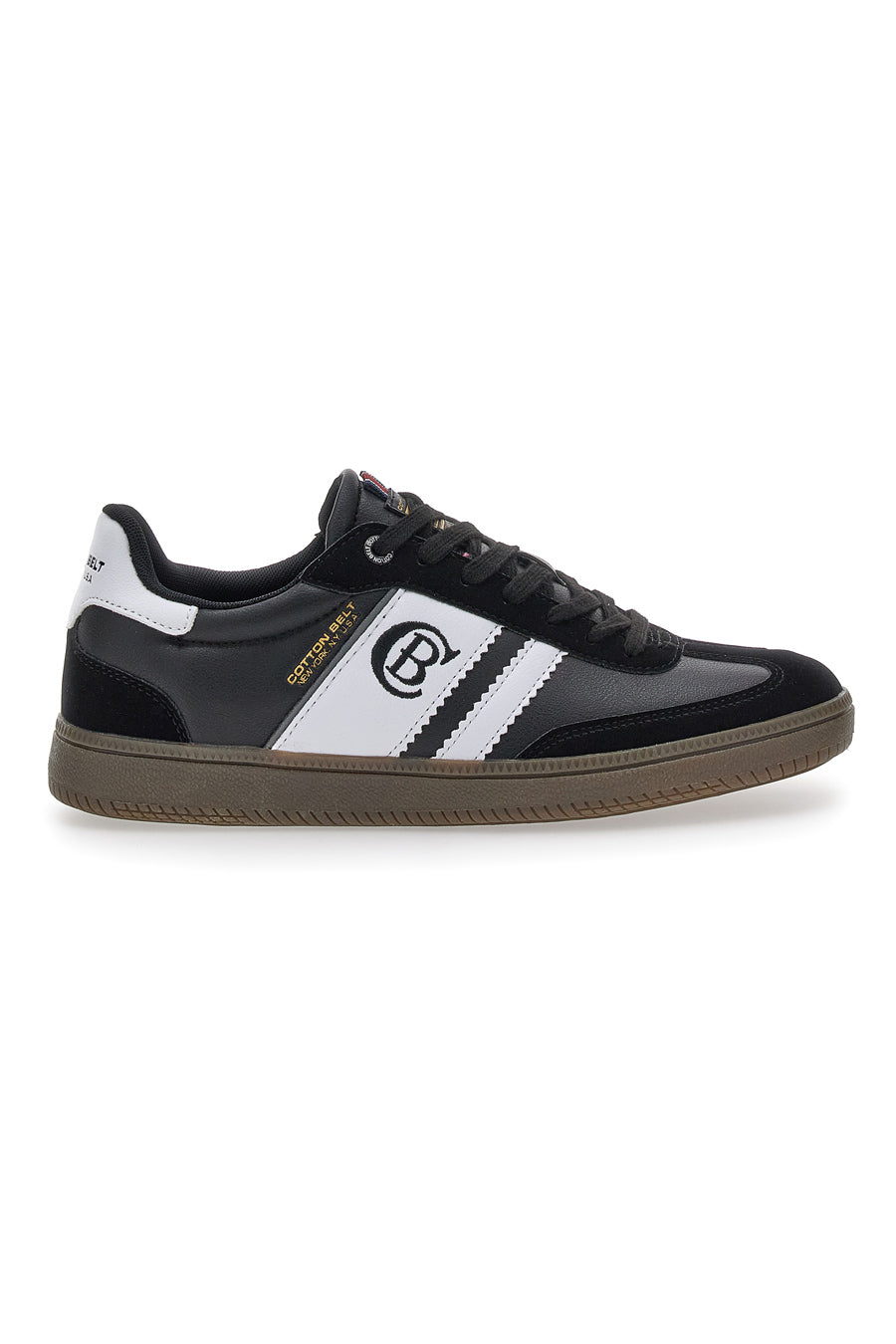 Schwarze Sneakers mit weißen Seitenbändern COTTON BELT RFM426H10