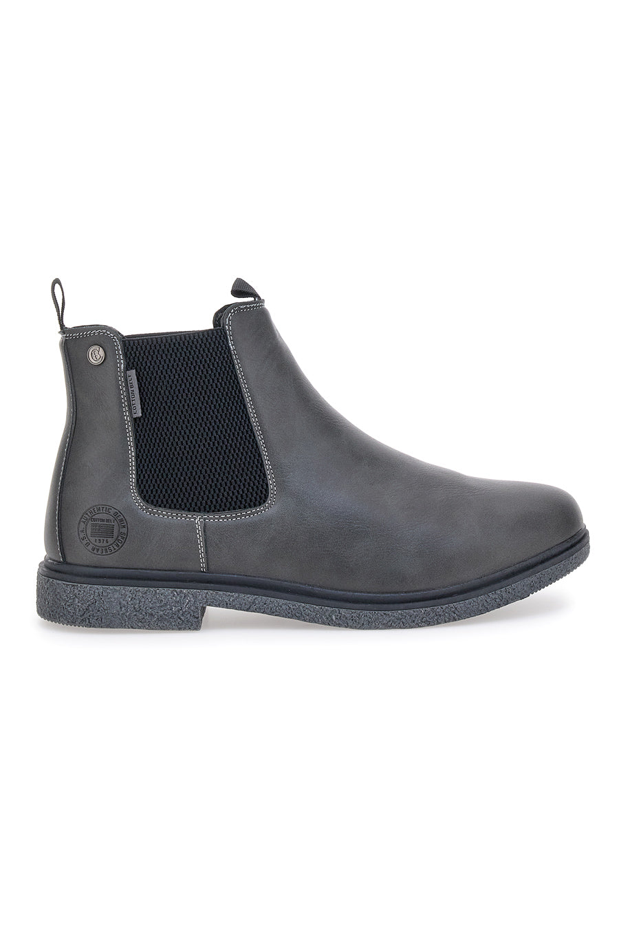 Graue Beatles-Stiefeletten mit seitlichem elastischem Baumwollgürtel CBM428A62