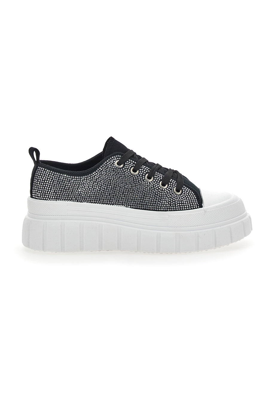 Sneakers Flatform 268603 Nere con Strass