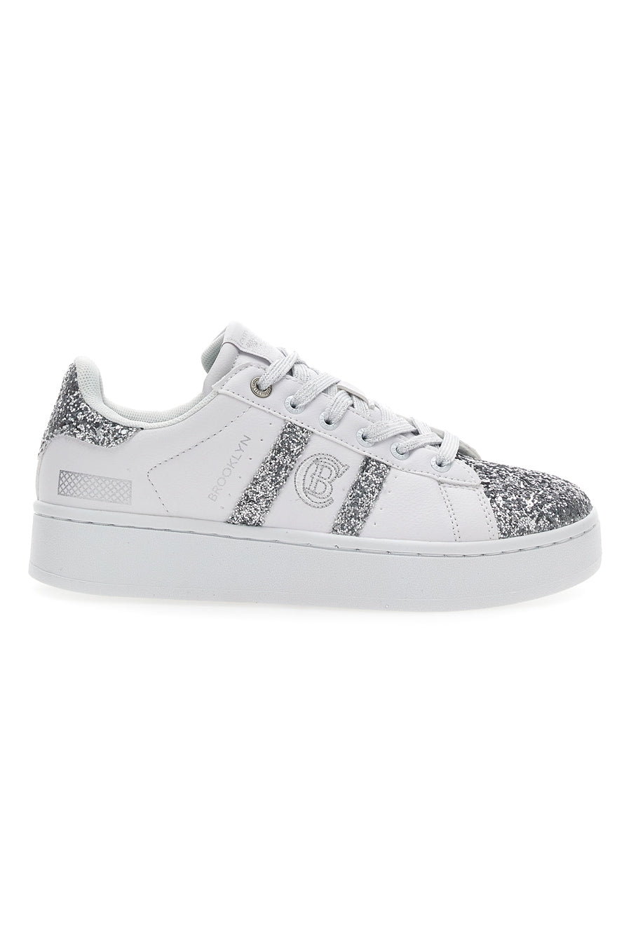 Sneakers Platform Cotton Belt Yard Glitter Bianche