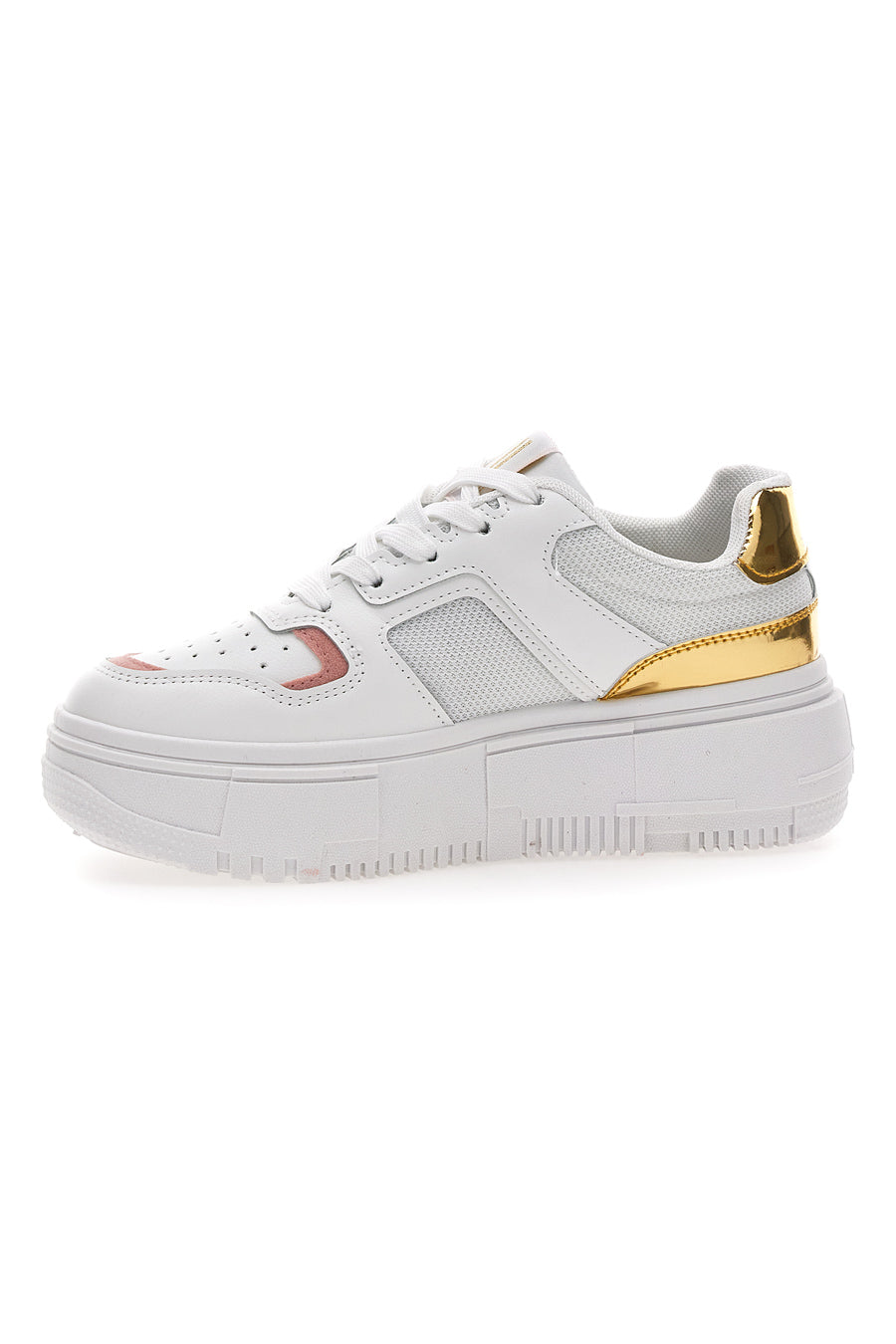 Sneakers con Flatform Lancetti 01 Bianche e Oro