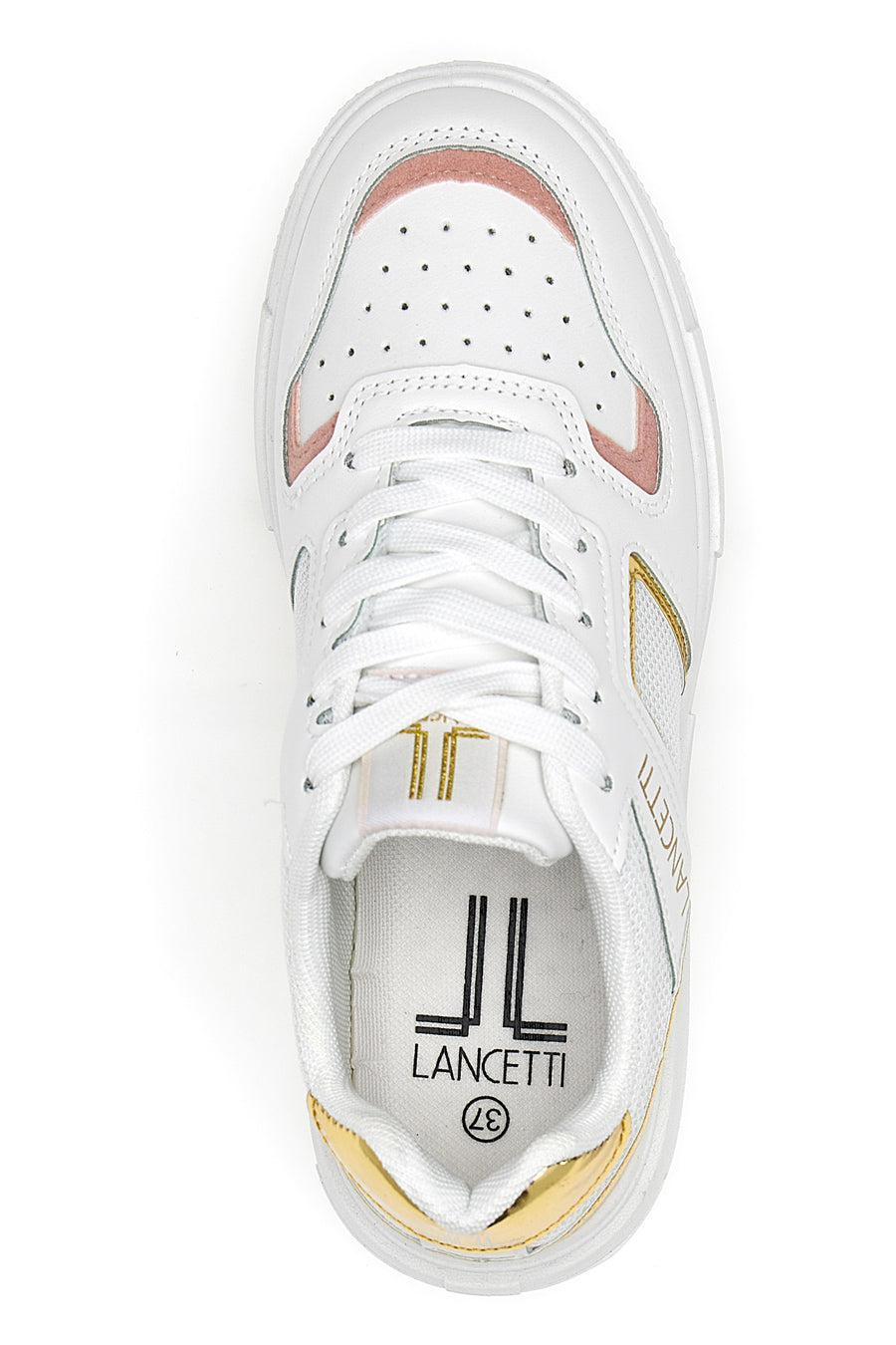 Sneakers con Flatform Lancetti 01 Bianche e Oro