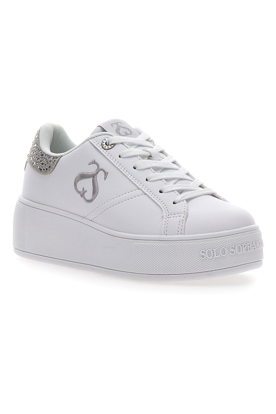 Sneakers Bianche Solo Soprani Queen Crystal