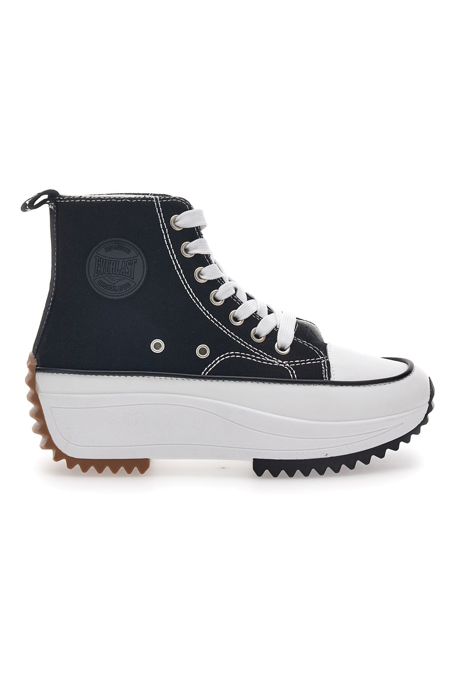 Sneakers Alte in Tessuto con Platform Nere e Bianche Everlast 02