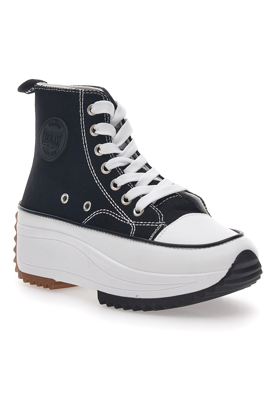 Sneakers Alte in Tessuto con Platform Nere e Bianche Everlast 02