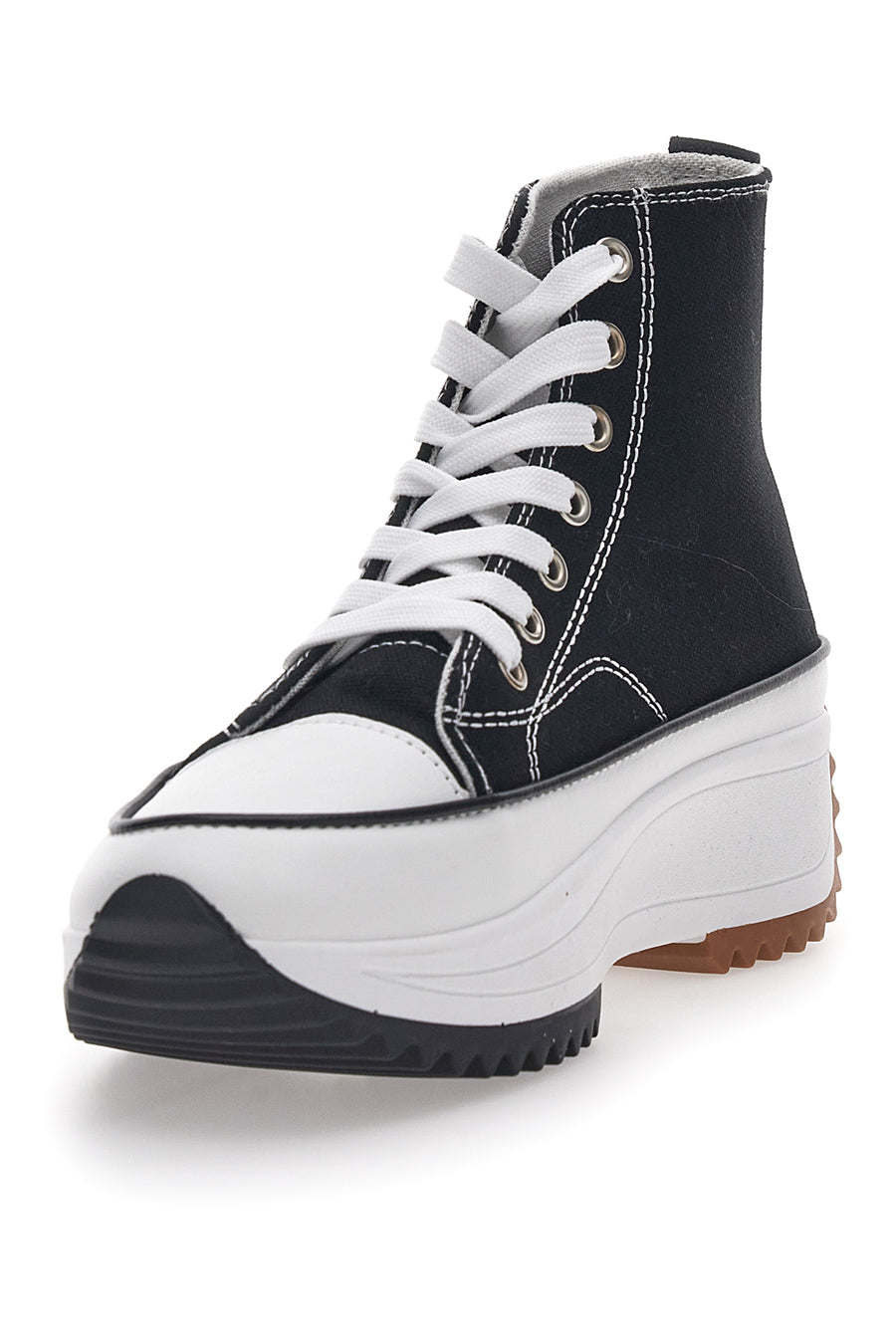 Sneakers Alte in Tessuto con Platform Nere e Bianche Everlast 02