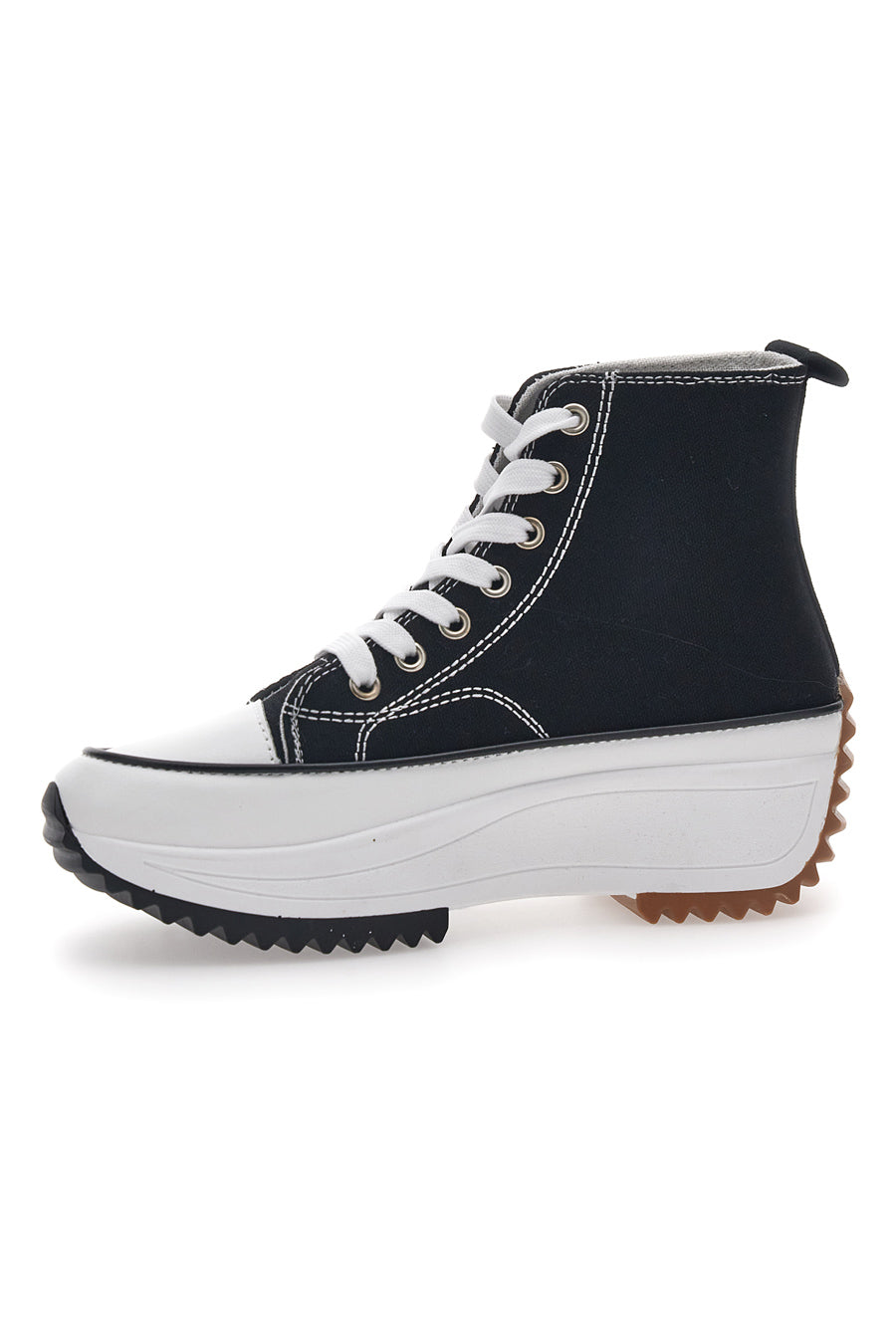 Sneakers Alte in Tessuto con Platform Nere e Bianche Everlast 02