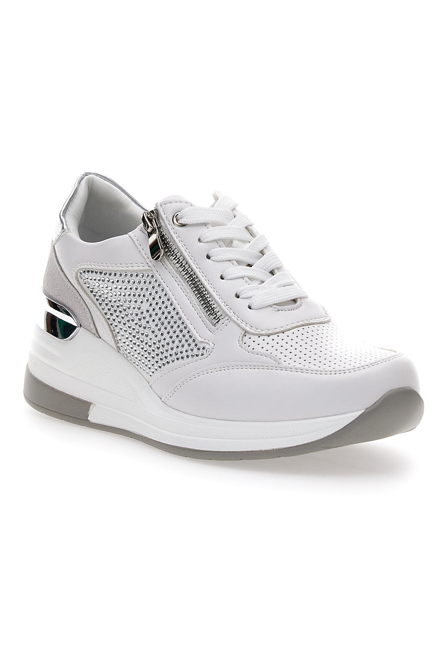 Sneakers Bianca con Zeppa Mio Tempo 1220215