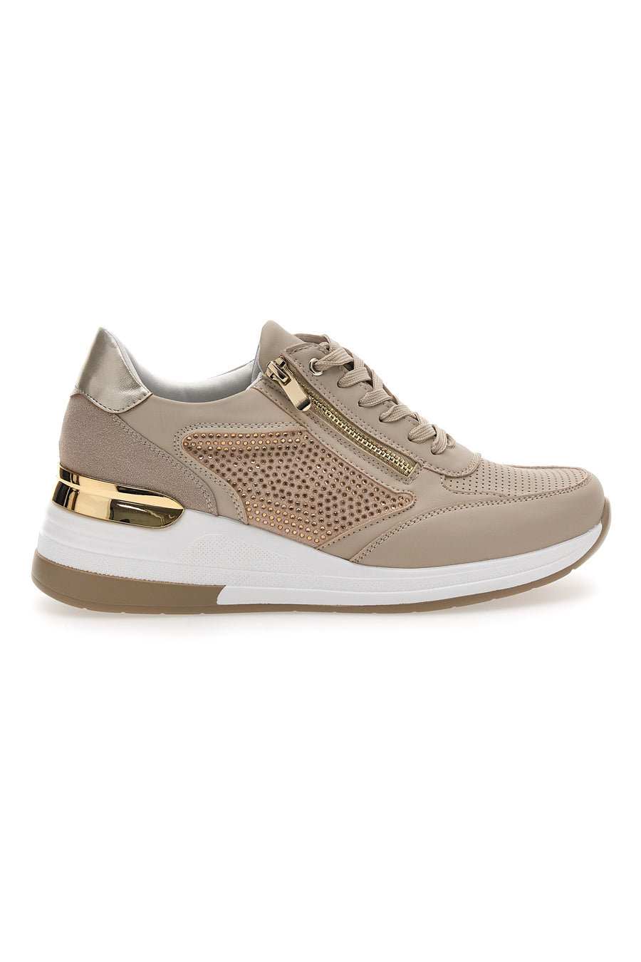 Sneakers Beige Con Zeppa Mio Tempo 1220215