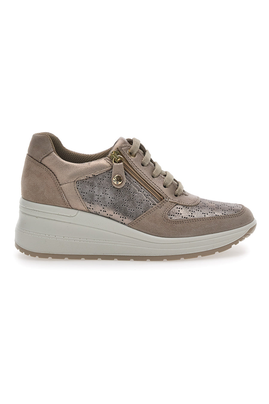 Sneakers Bronzo In Pelle Con Zeppa IMac 555740