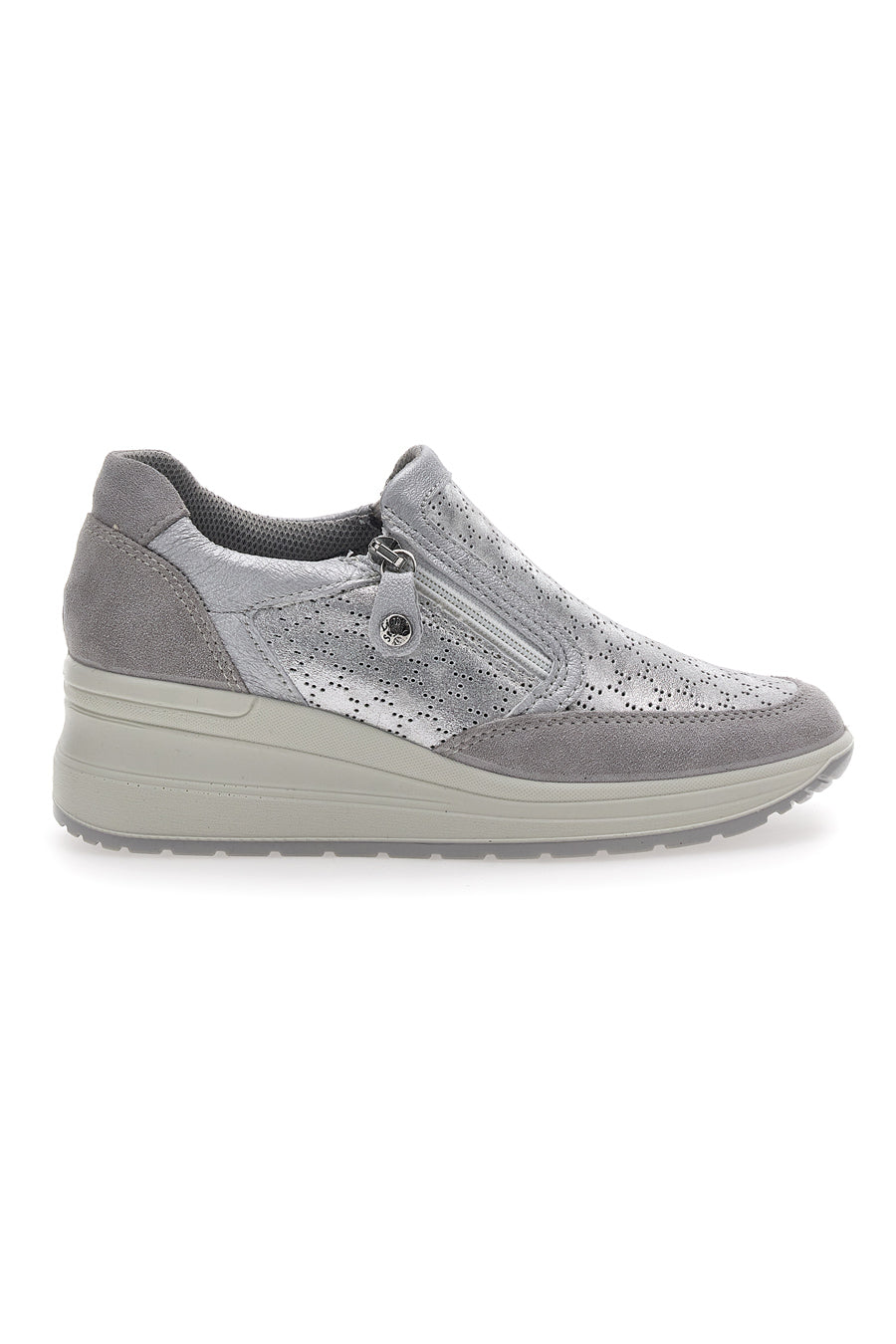 Sneakers Argento In Pelle Con Zeppa IMac 555730