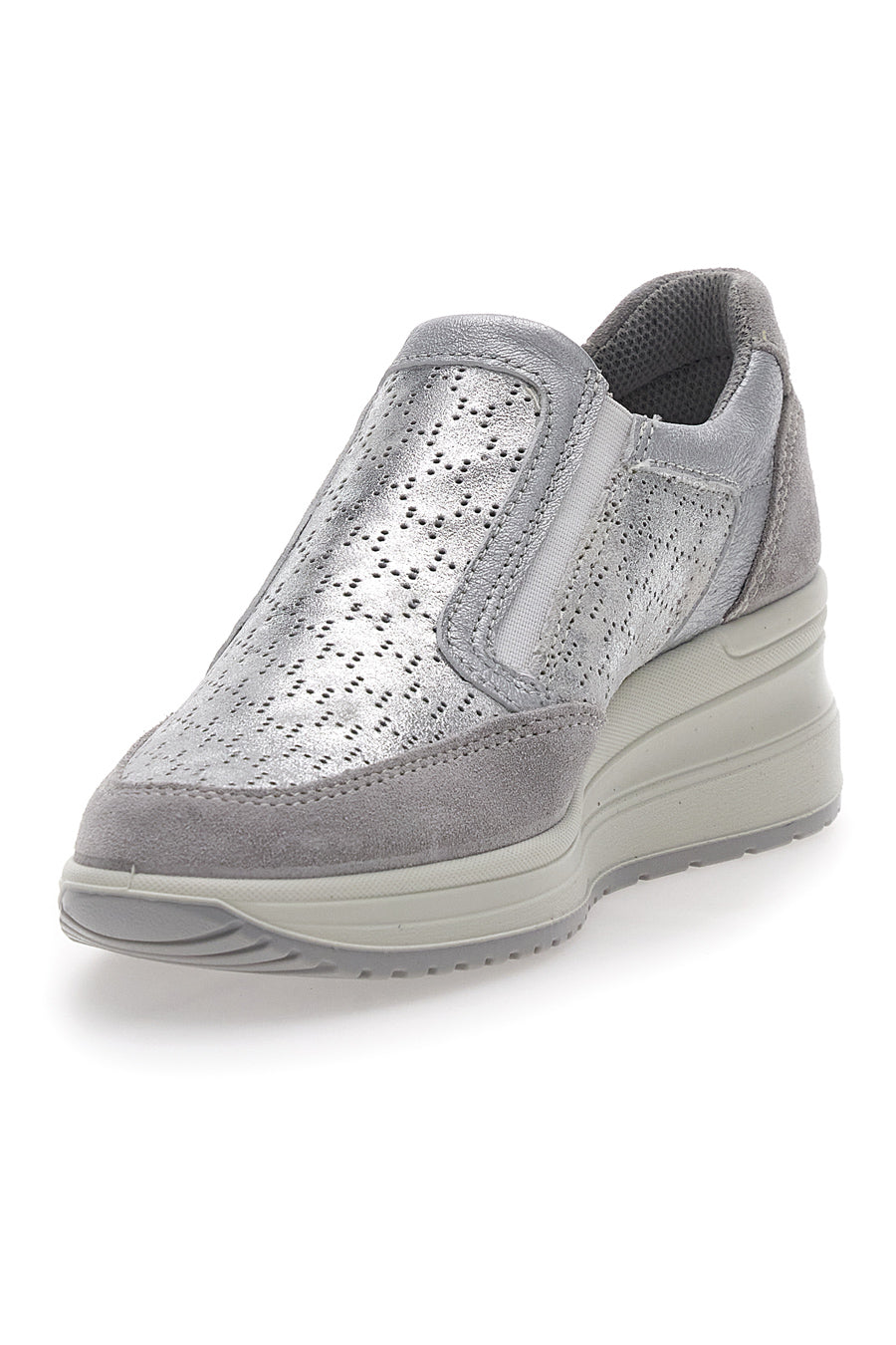 Sneakers Argento In Pelle Con Zeppa IMac 555730