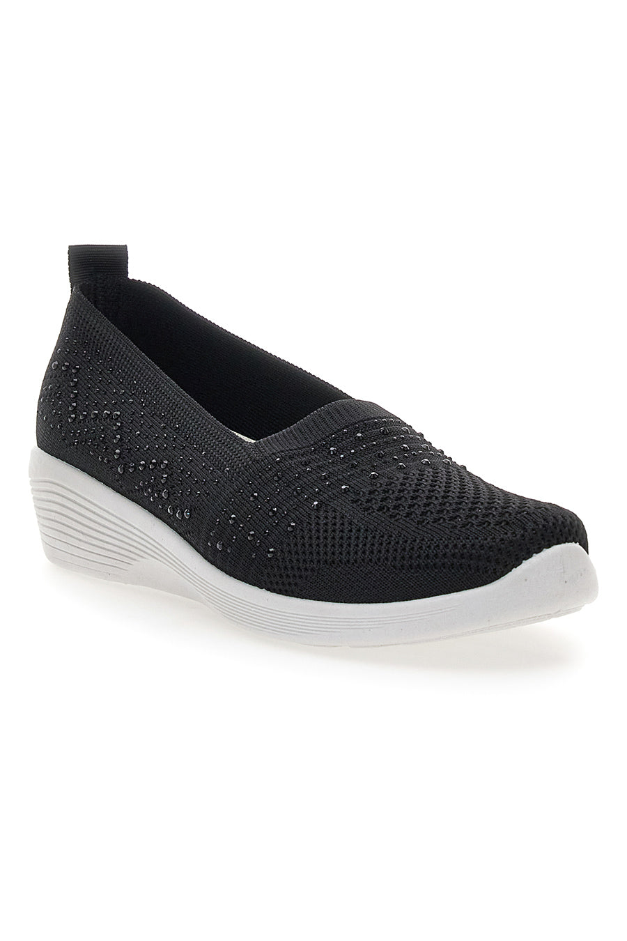 Sneakers Slip On Nere con Strass Me & Me 090246