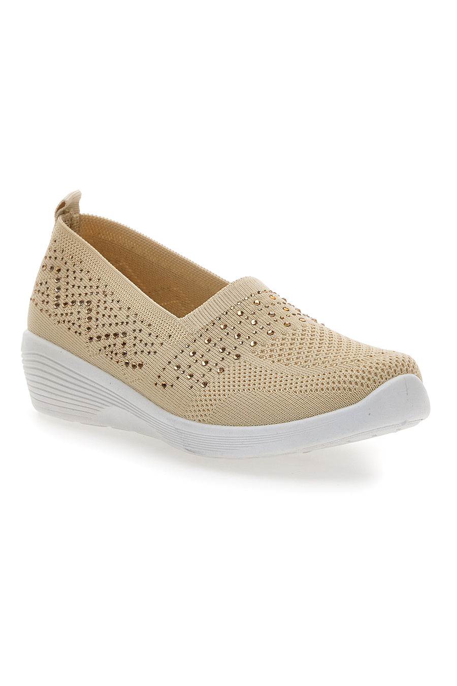 Sneakers Slip On Beige con Strass Me & Me 090245