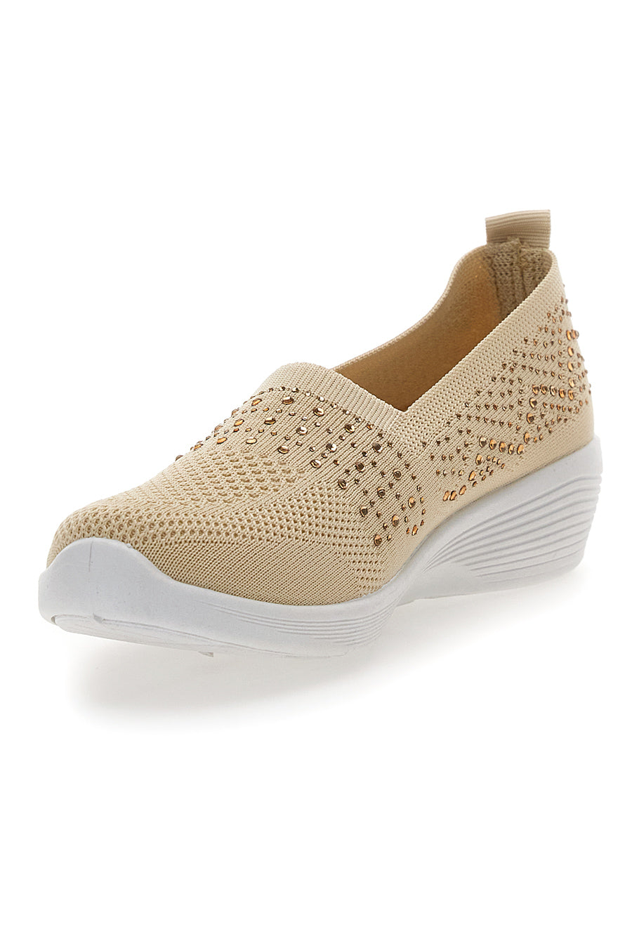 Sneakers Slip On Beige con Strass Me & Me 090245