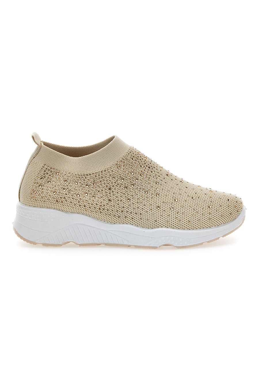 Sneakers Slip On Beige con Strass Me & Me 090263