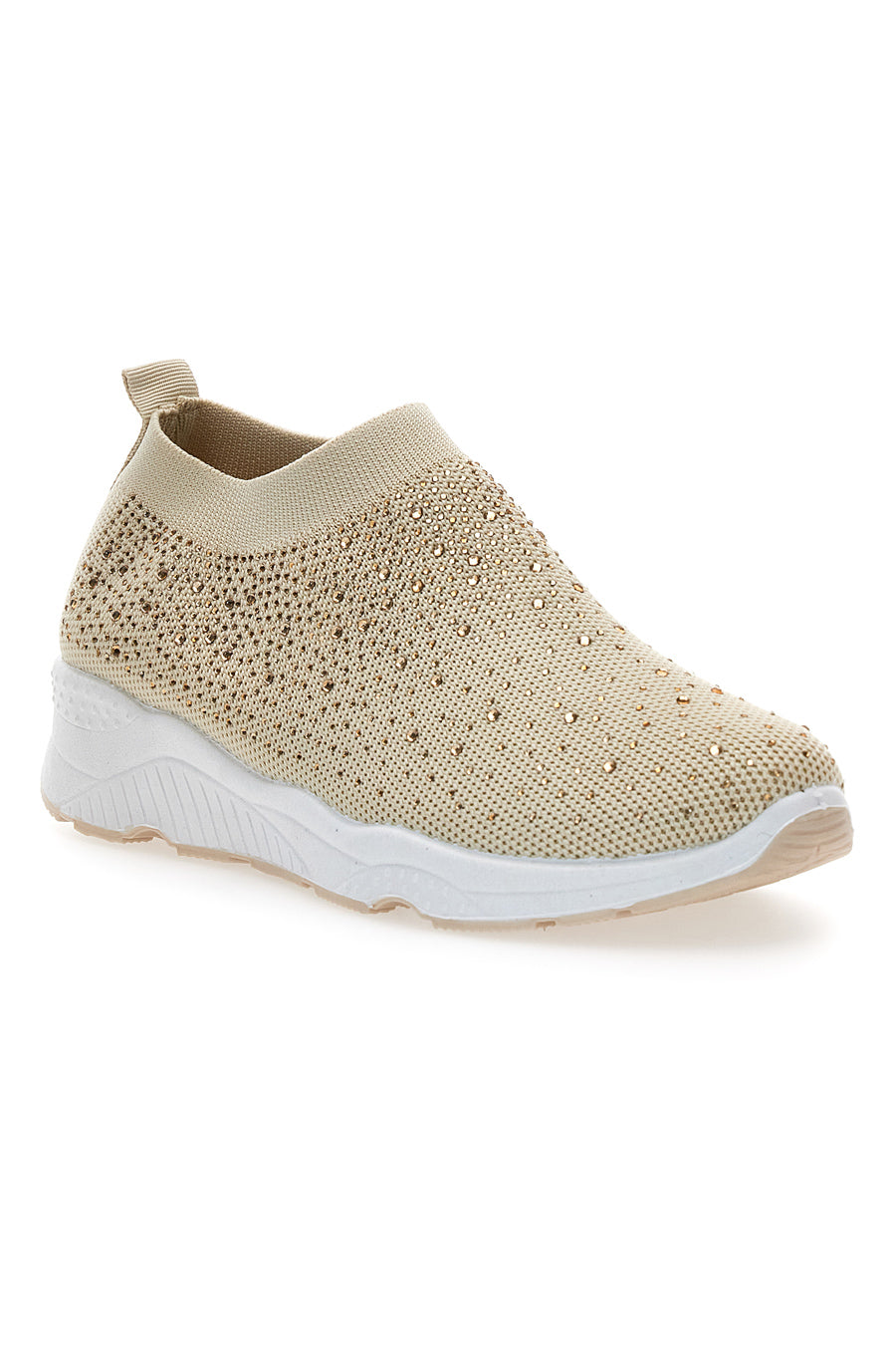 Sneakers Slip On Beige con Strass Me & Me 090263