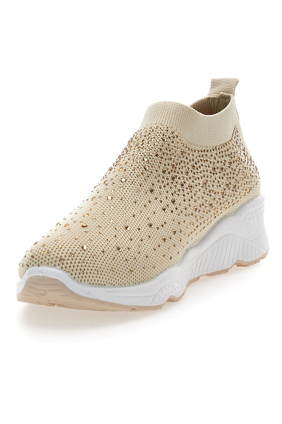 Sneakers Slip On Beige con Strass Me & Me 090263