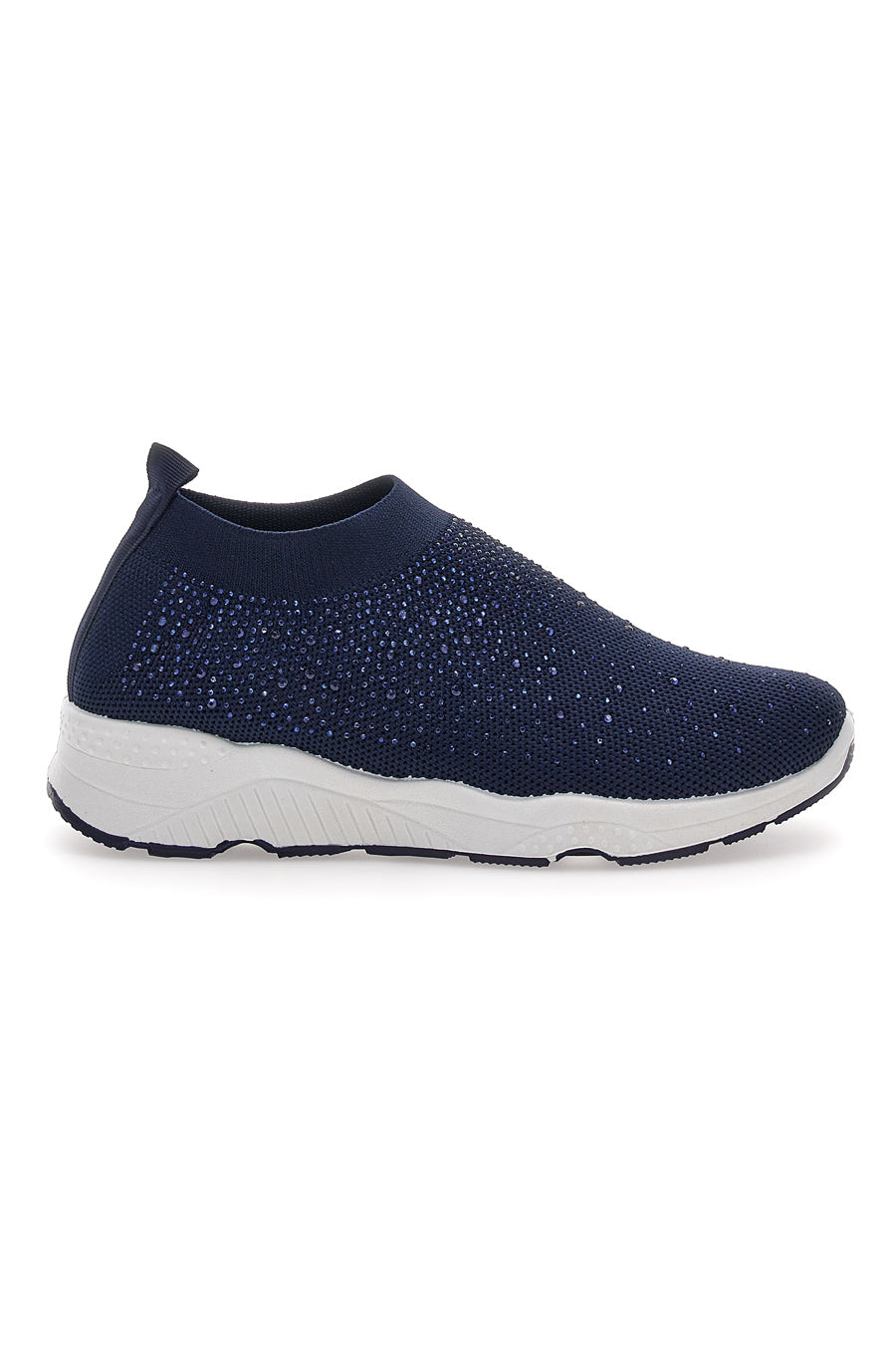 Sneakers Slip On Blu con Strass Me & Me 090264