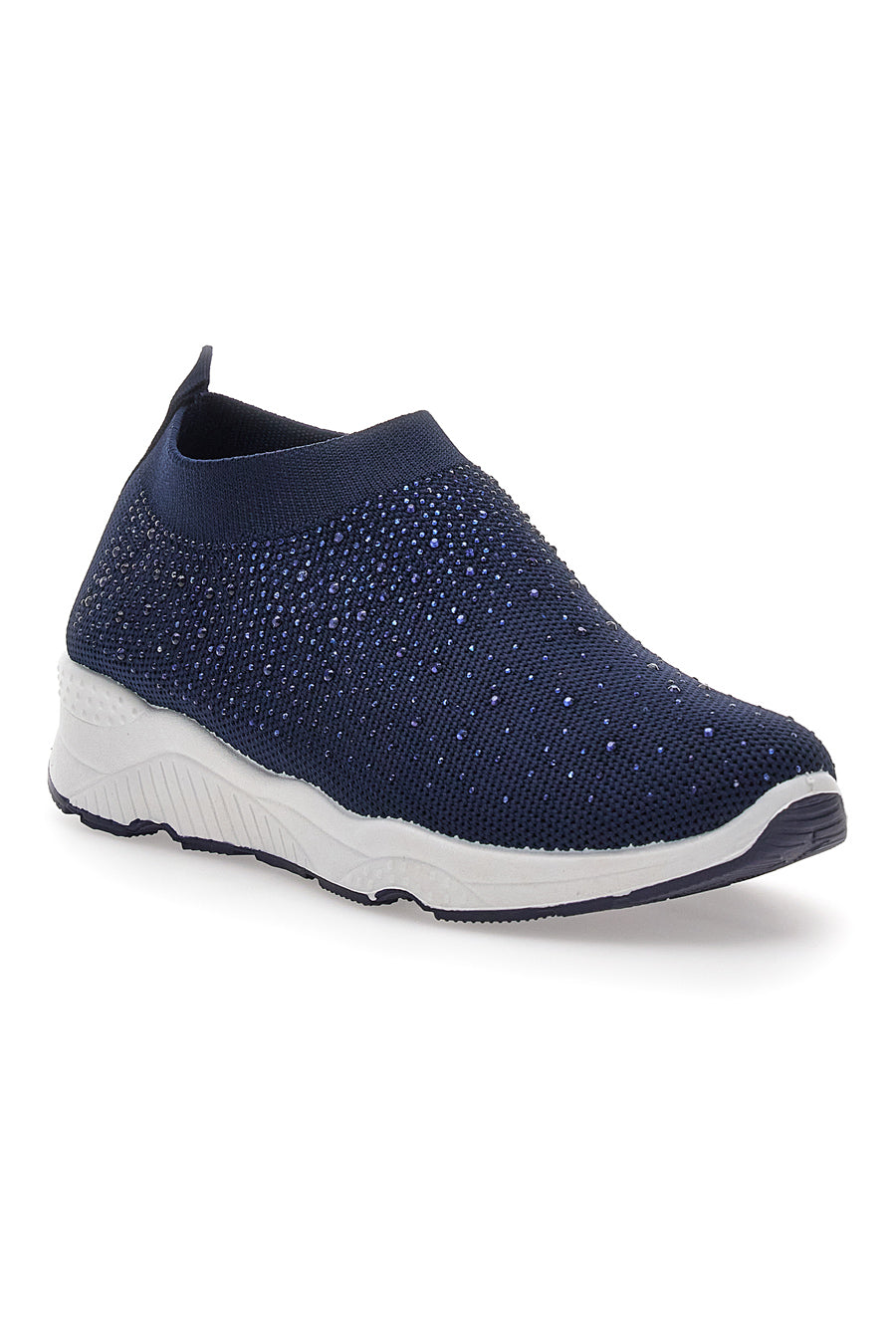 Sneakers Slip On Blu con Strass Me & Me 090264