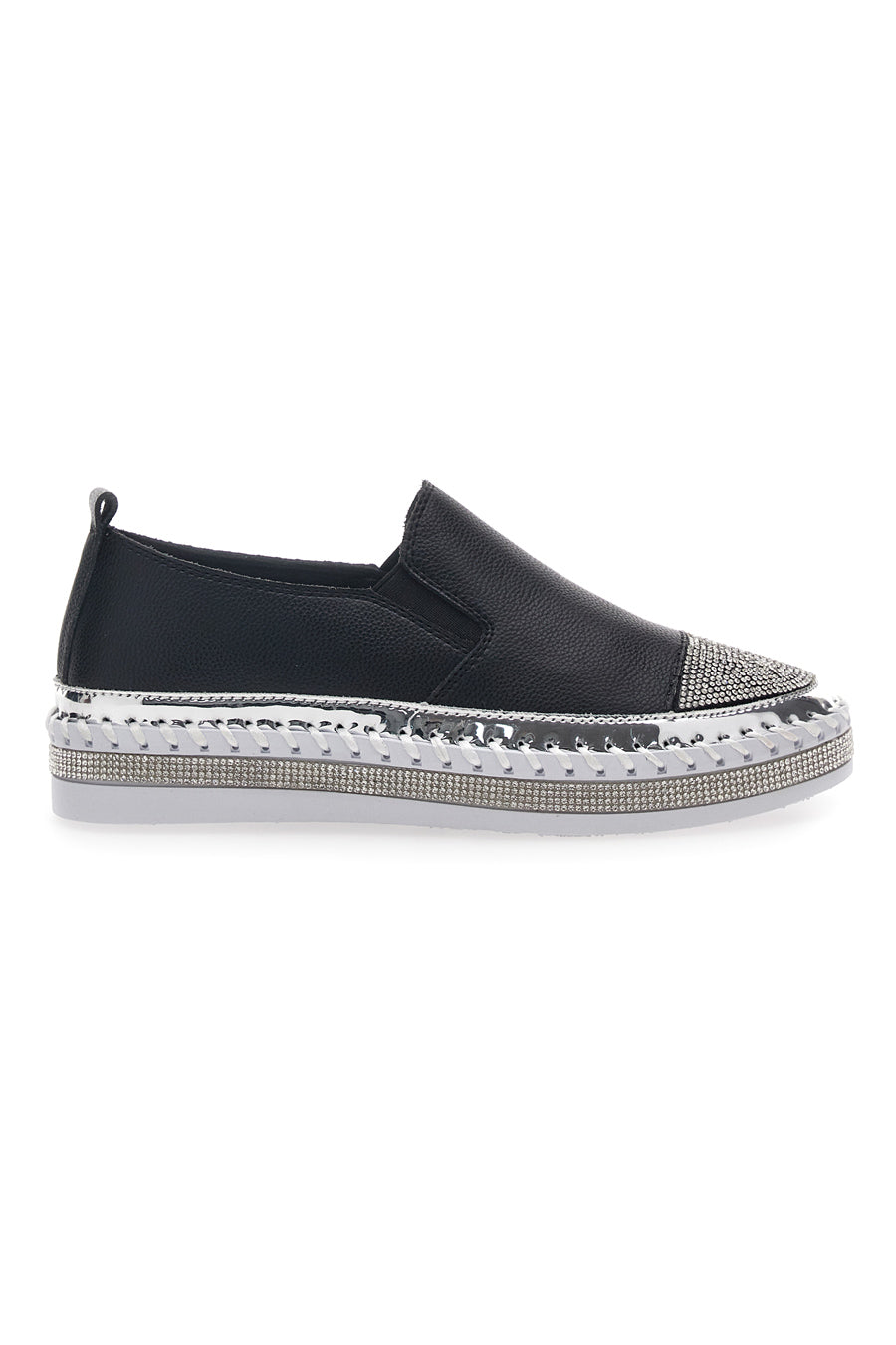 Sneakers Slip-On con Strass Nere Cafè Cost 23015