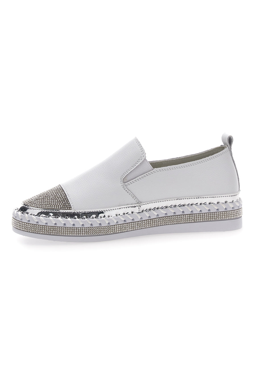 Sneakers Slip-On Bianche con Strass Cafè Cost 23015