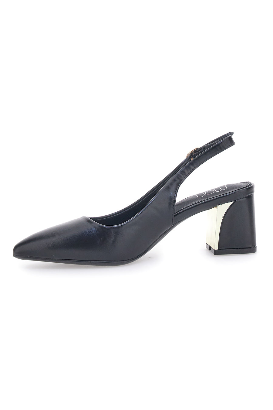 Schwarze Slingback-Pumps mit goldenem Detail Mon Dieu 50233