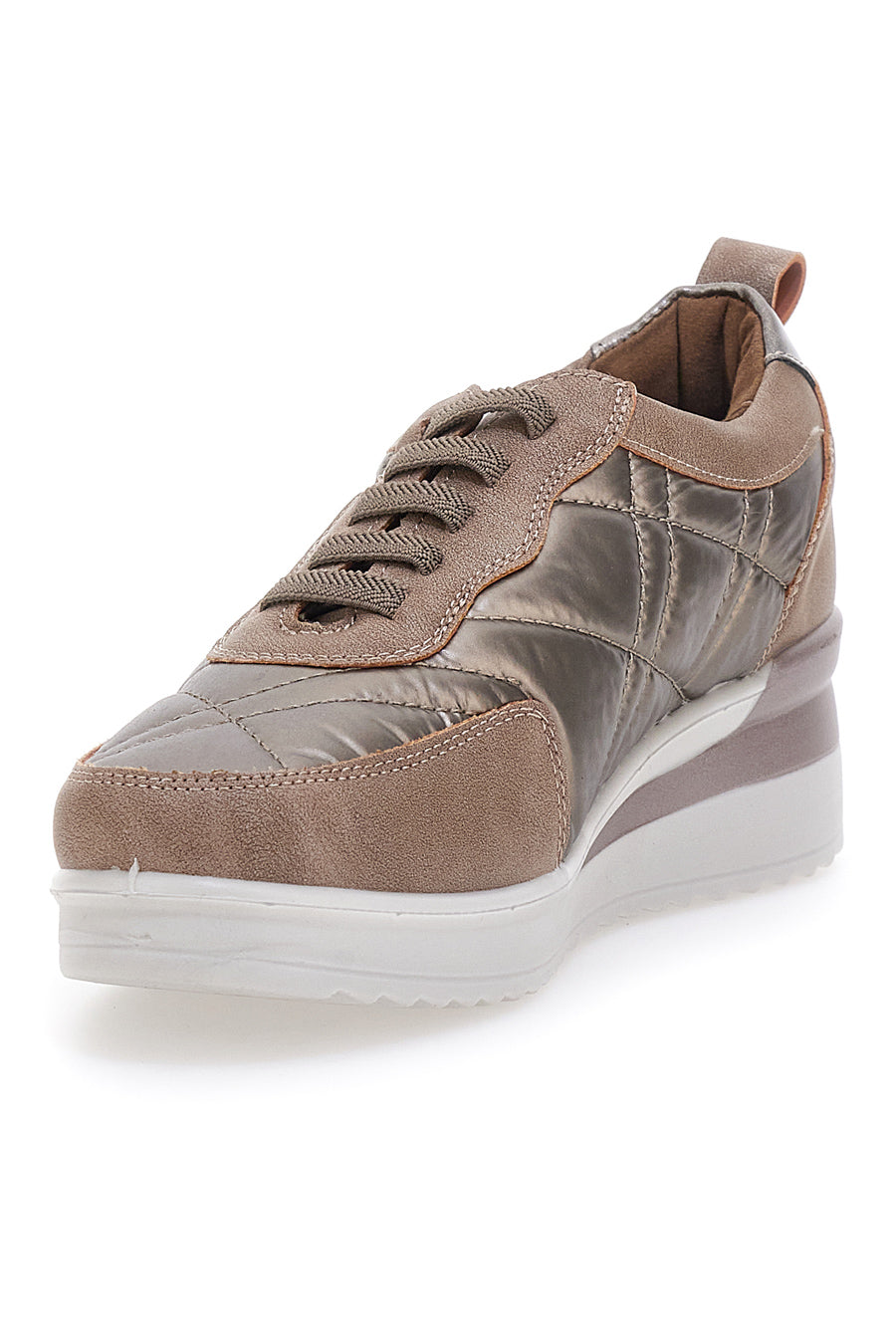 Sneakers Khaki Con Lacci e Suola Platform Mio Tempo 12412