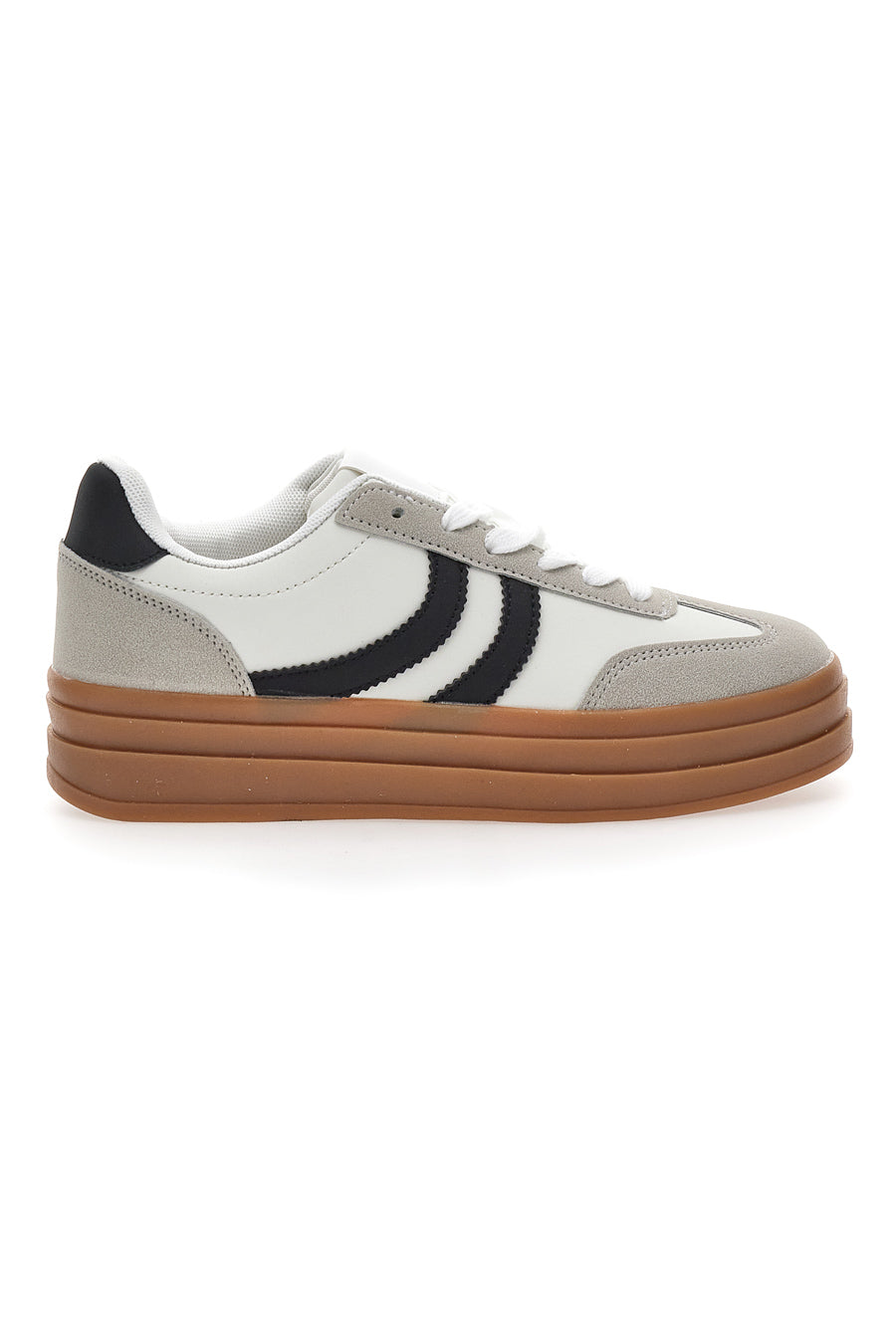 Sneakers Flatform Bianche con Dettagli Nerti Cafè Cost BKTZ3003