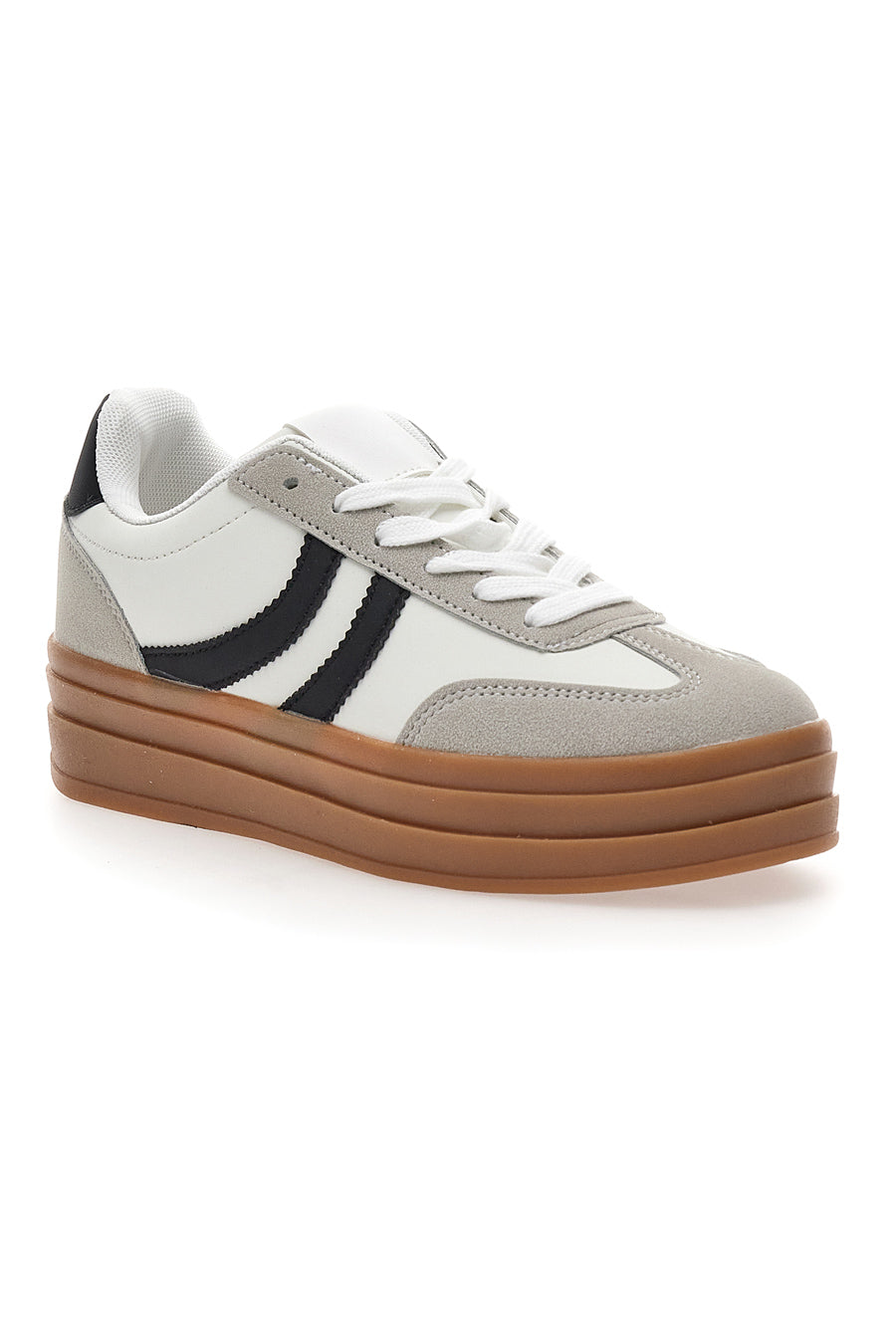 Sneakers Flatform Bianche con Dettagli Nerti Cafè Cost BKTZ3003