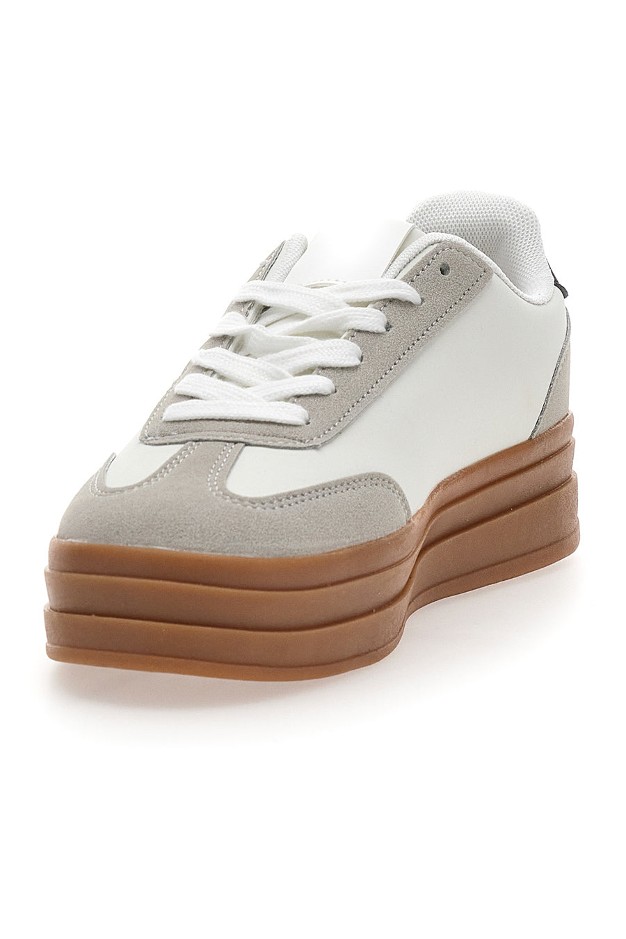 Sneakers Flatform Bianche con Dettagli Nerti Cafè Cost BKTZ3003