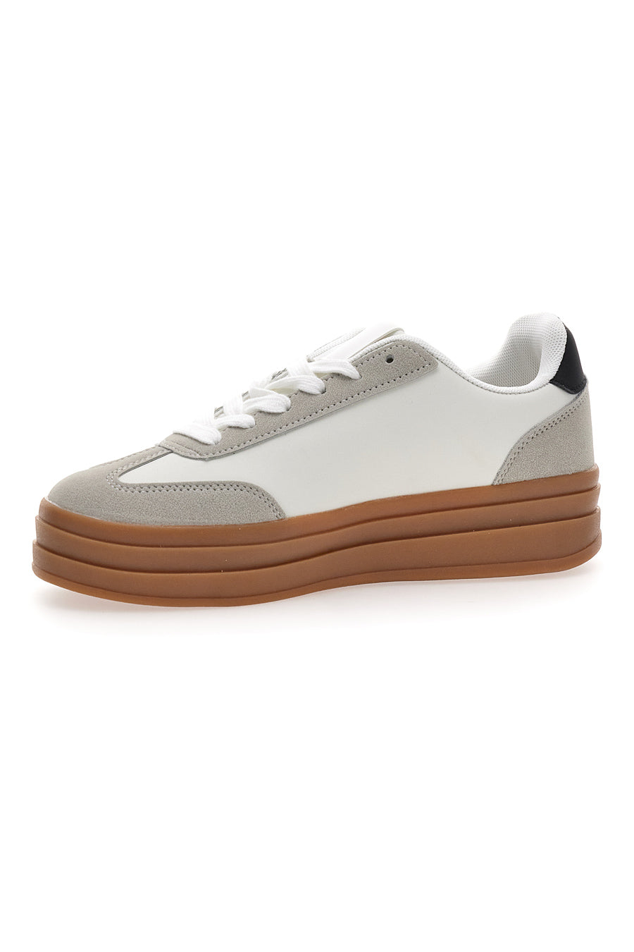 Sneakers Flatform Bianche con Dettagli Nerti Cafè Cost BKTZ3003