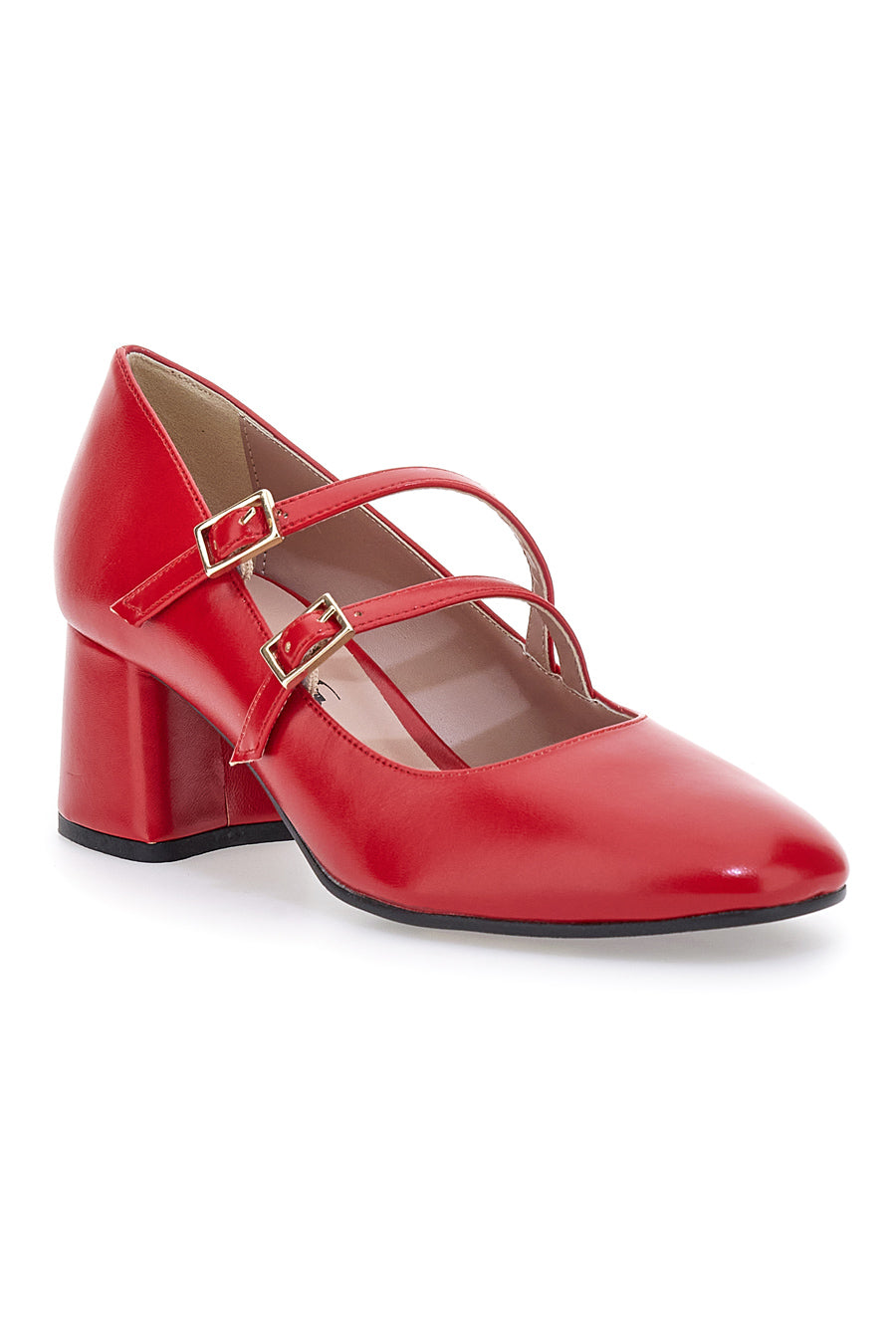 Rote Mary-Jane-Pumps mit doppeltem Riemen, hergestellt in Italien, Pittarello-Klasse 716