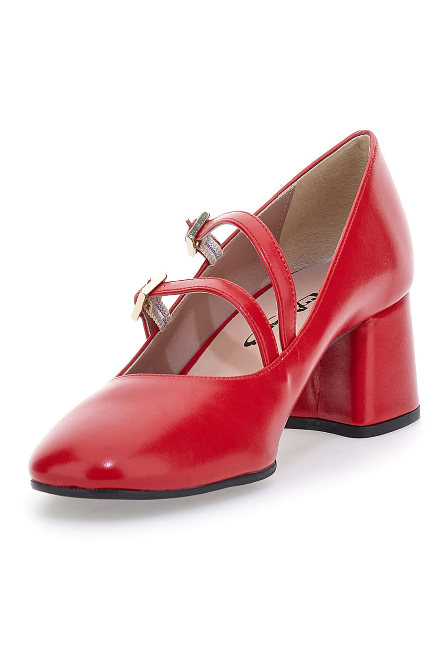 Rote Mary-Jane-Pumps mit doppeltem Riemen, hergestellt in Italien, Pittarello-Klasse 716