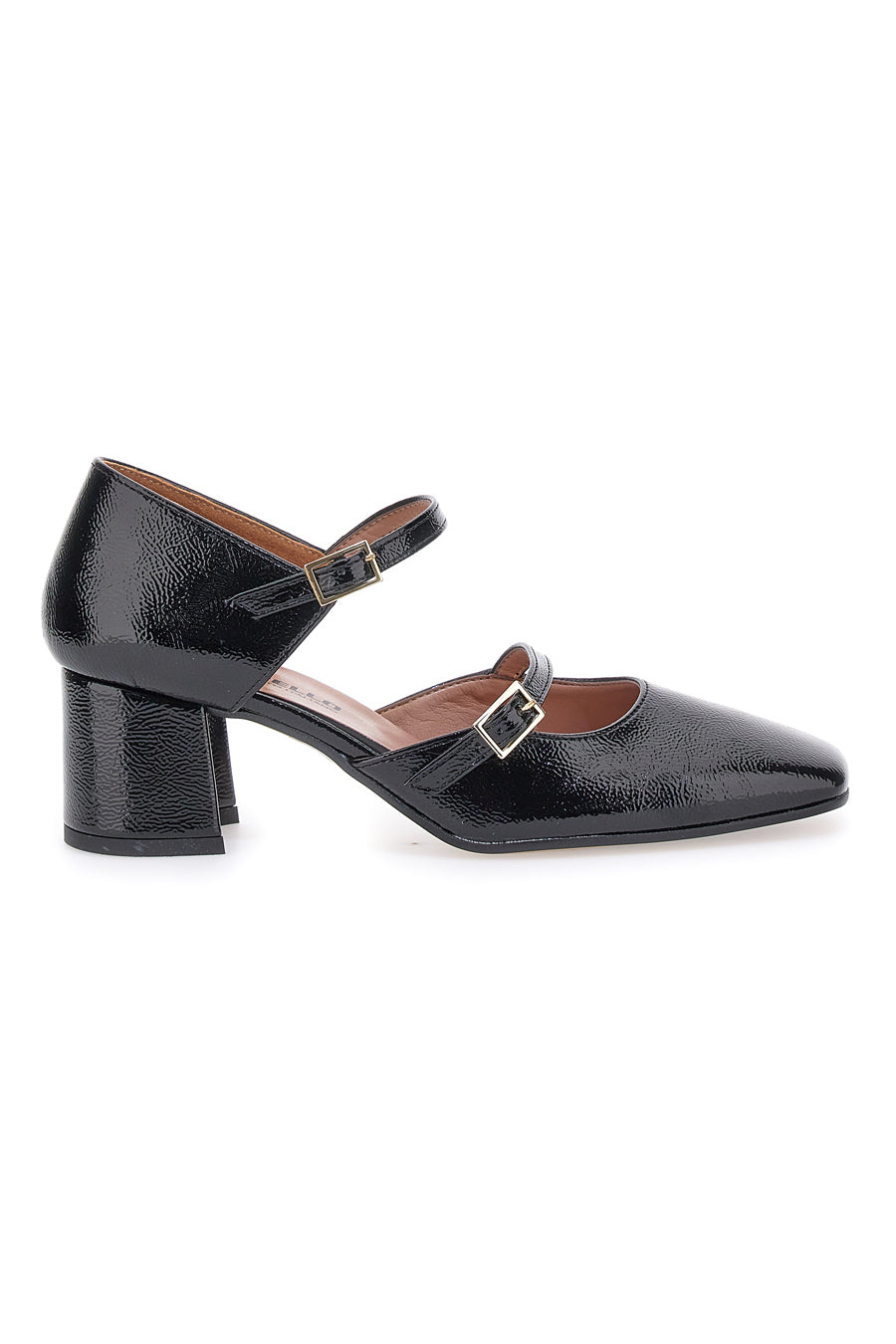 Schwarze Mary-Jane-Pumps mit Riemen, hergestellt in Italien, Pittarello C5012