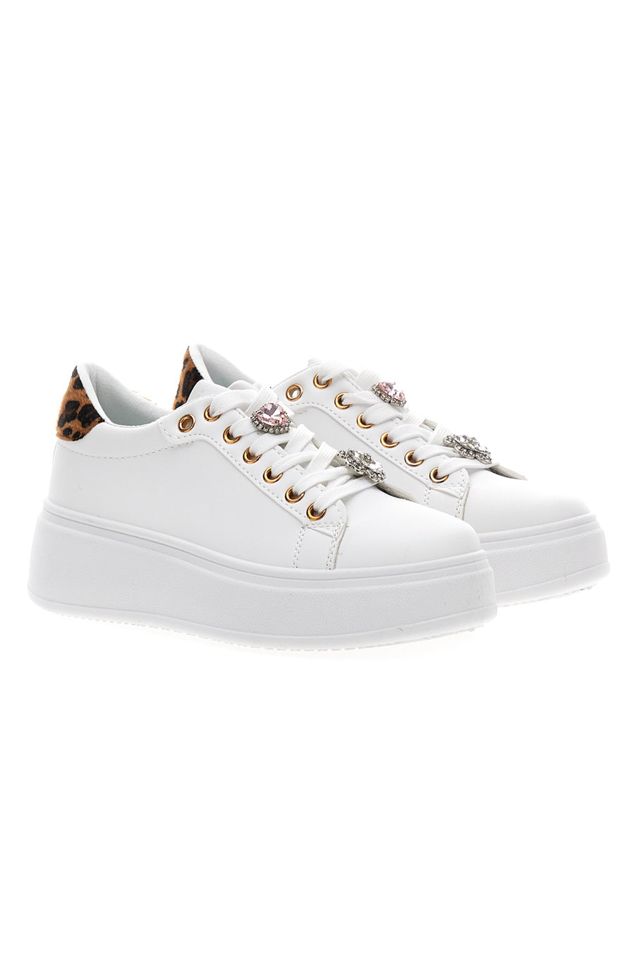 Sneakers Bianche Con Patch Metallici First Lady 010