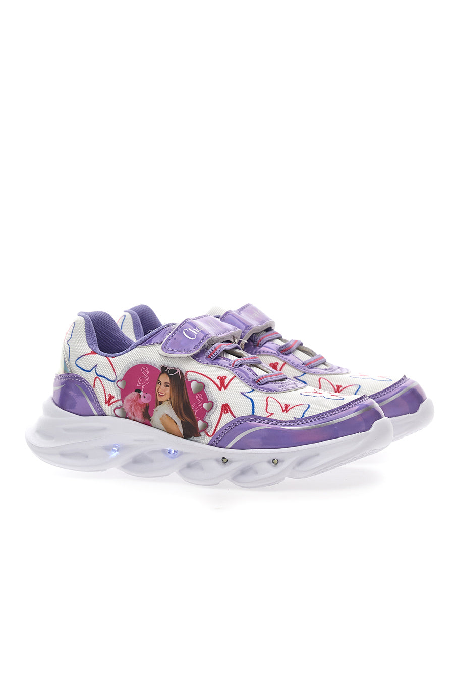 Sneakers Con Luci Charlotte 2221 Viola e Bianche