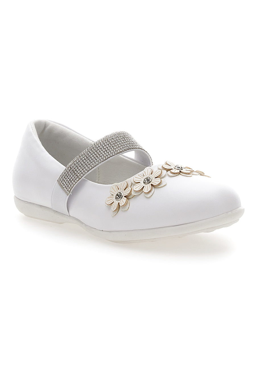 Ballerine Bianche Con Strass e Applicazioni Floreali Energy 524