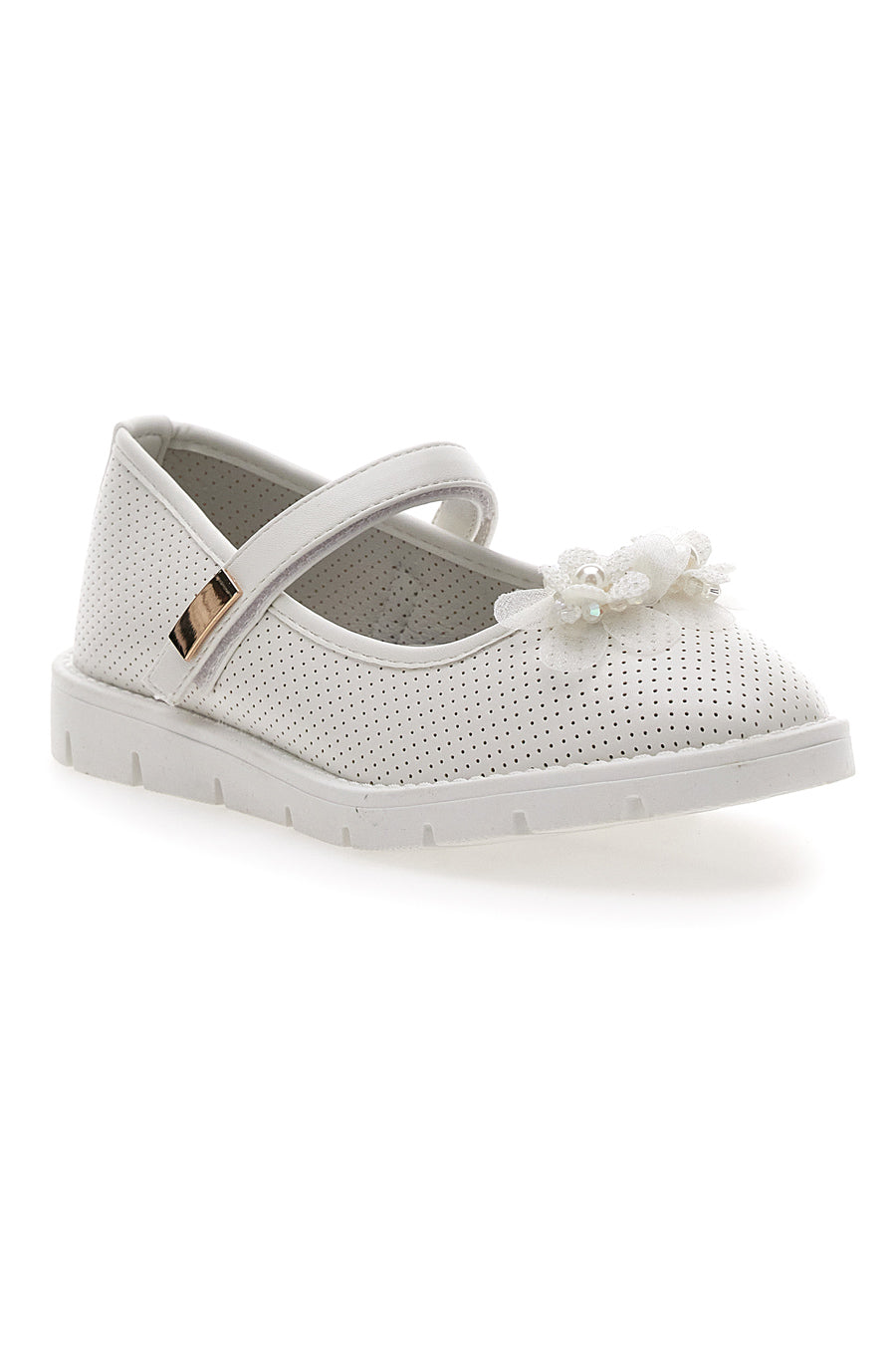 Ballerine Bianche Con Cinturino e Strappo Pitt Kids 7701