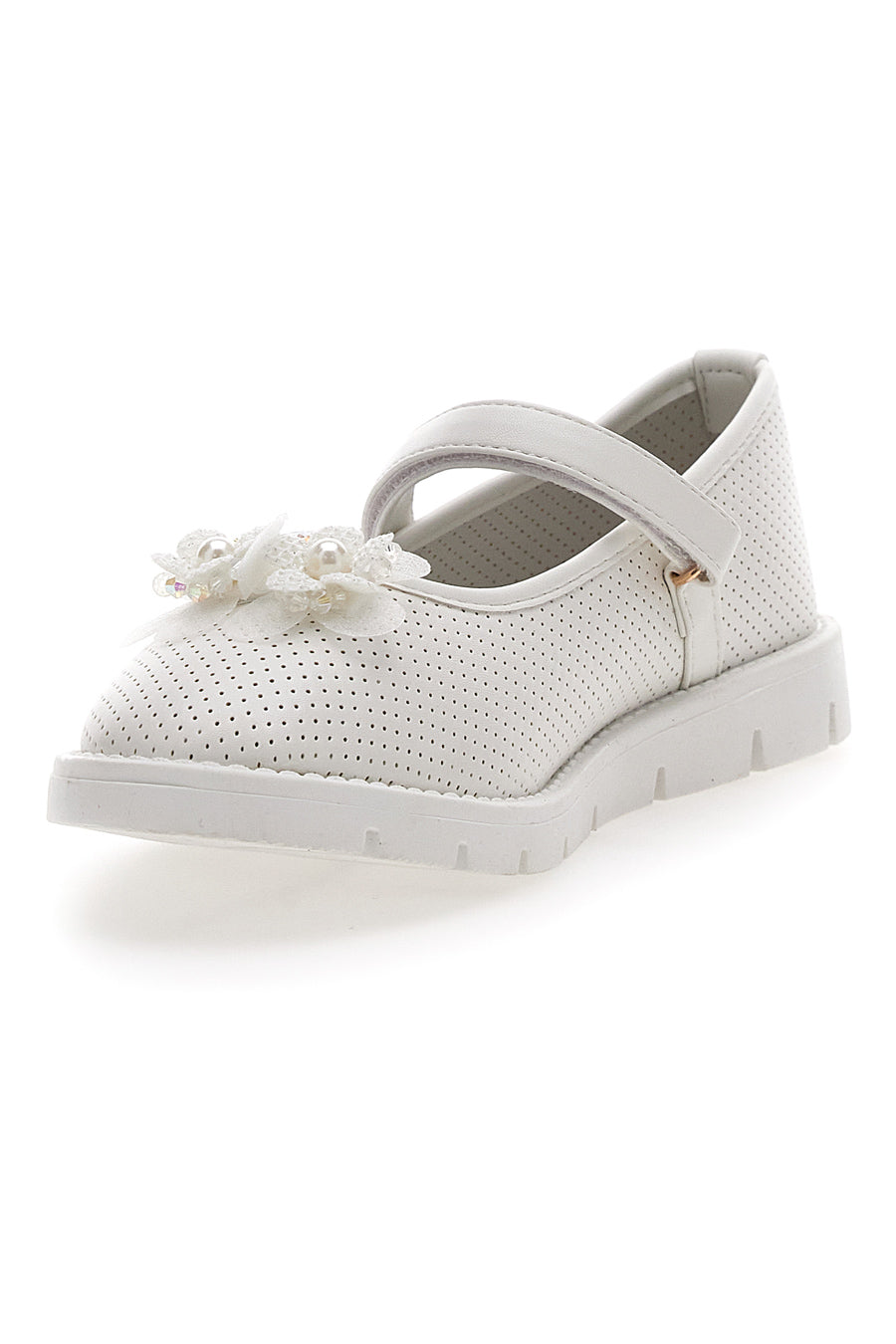 Ballerine Bianche Con Cinturino e Strappo Pitt Kids 7701