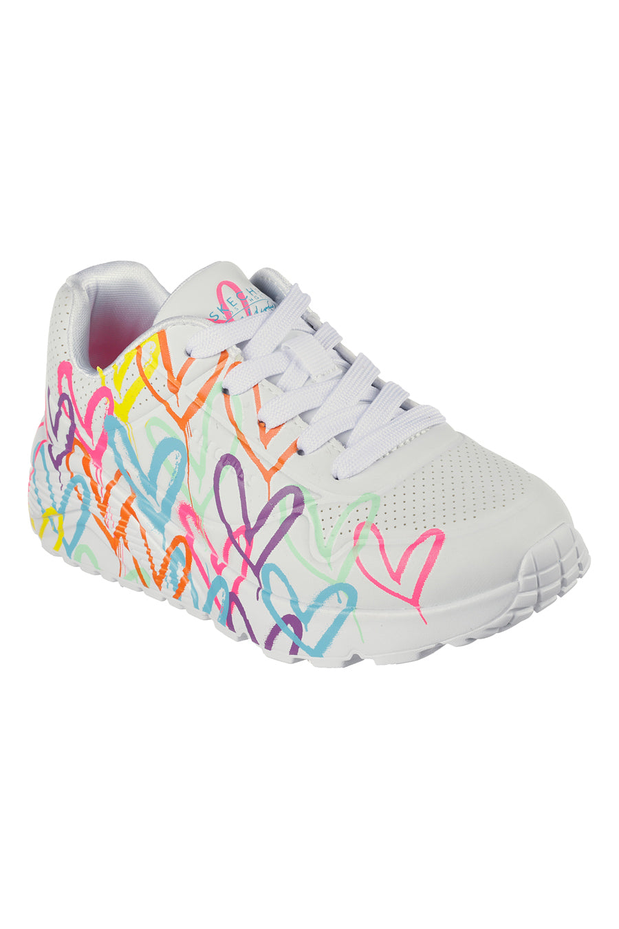 Sneakers bianche con cuori colorati SKECHERS UNO LITE SPREAD THE LOVE