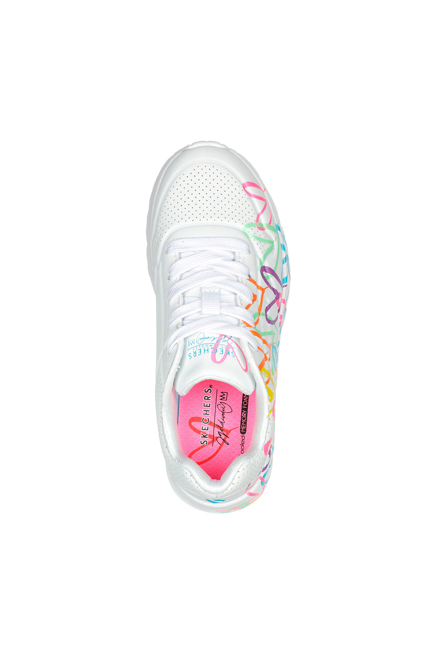 Sneakers bianche con cuori colorati SKECHERS UNO LITE SPREAD THE LOVE