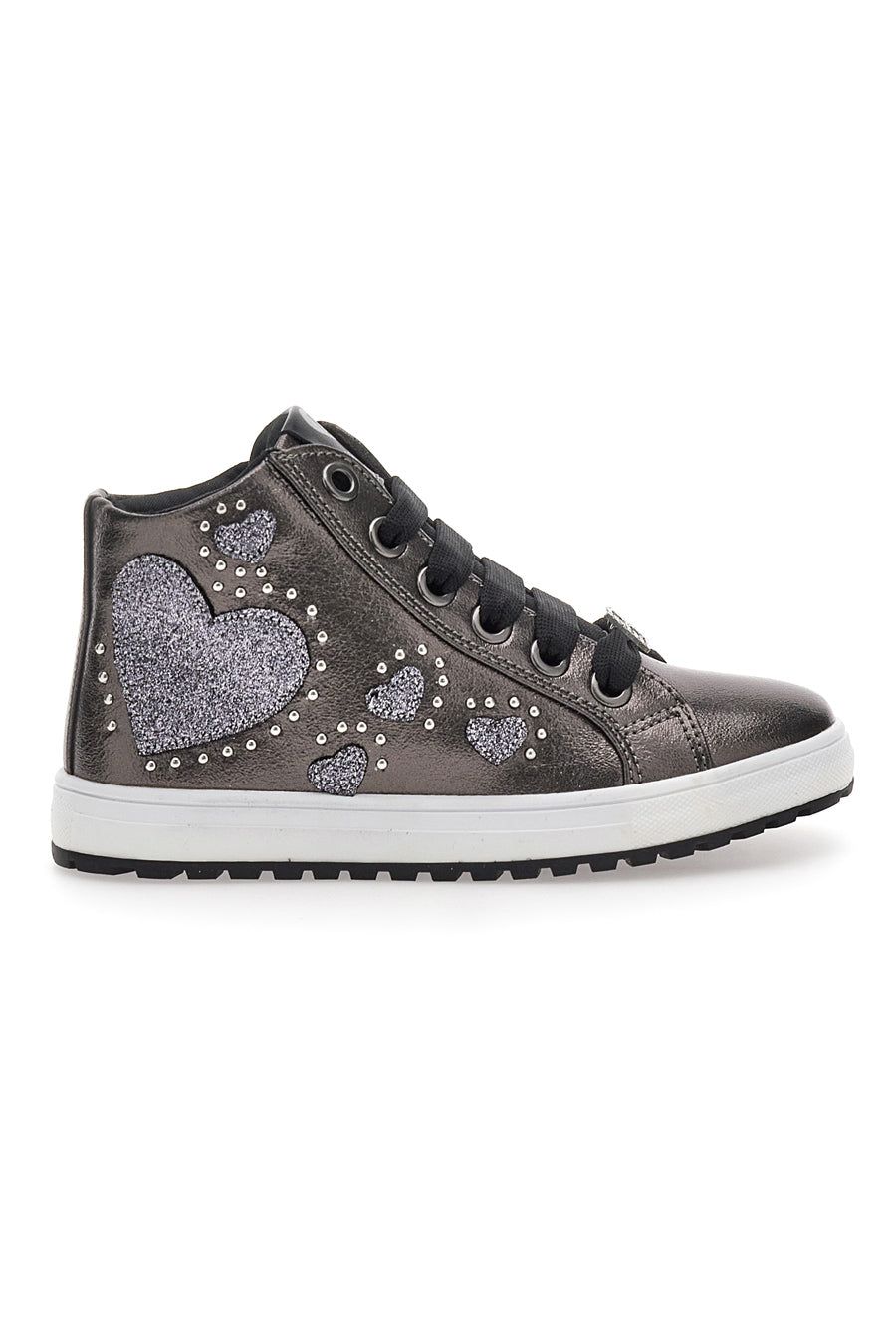 Sneakers Argento con Cerniera e Cuori Glitterati Laura Biagiotti 87049386 da Bambina