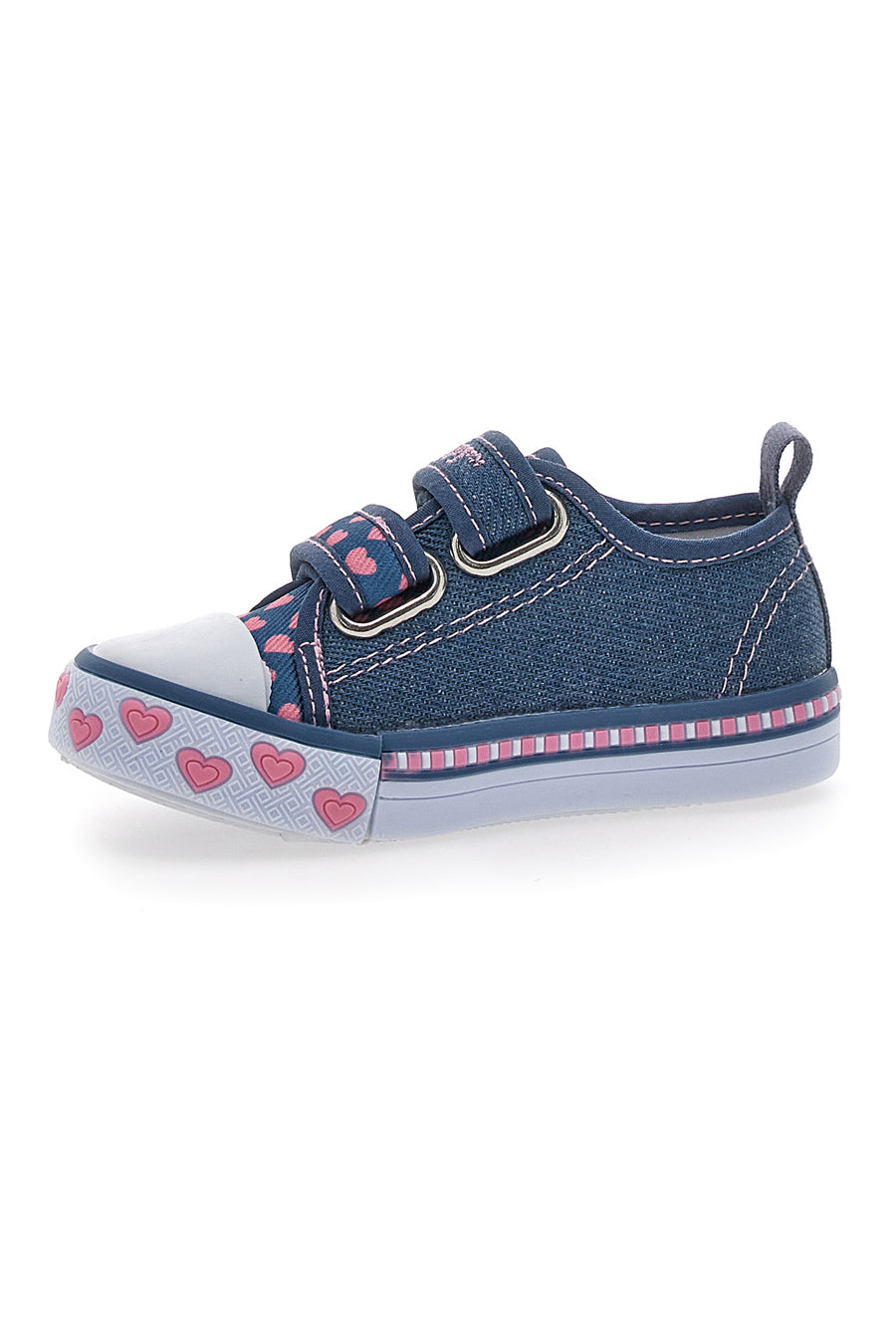 Sneakers Primi Passi Jeans con Cuoricini Rosa in Tela Snoopy 2216265